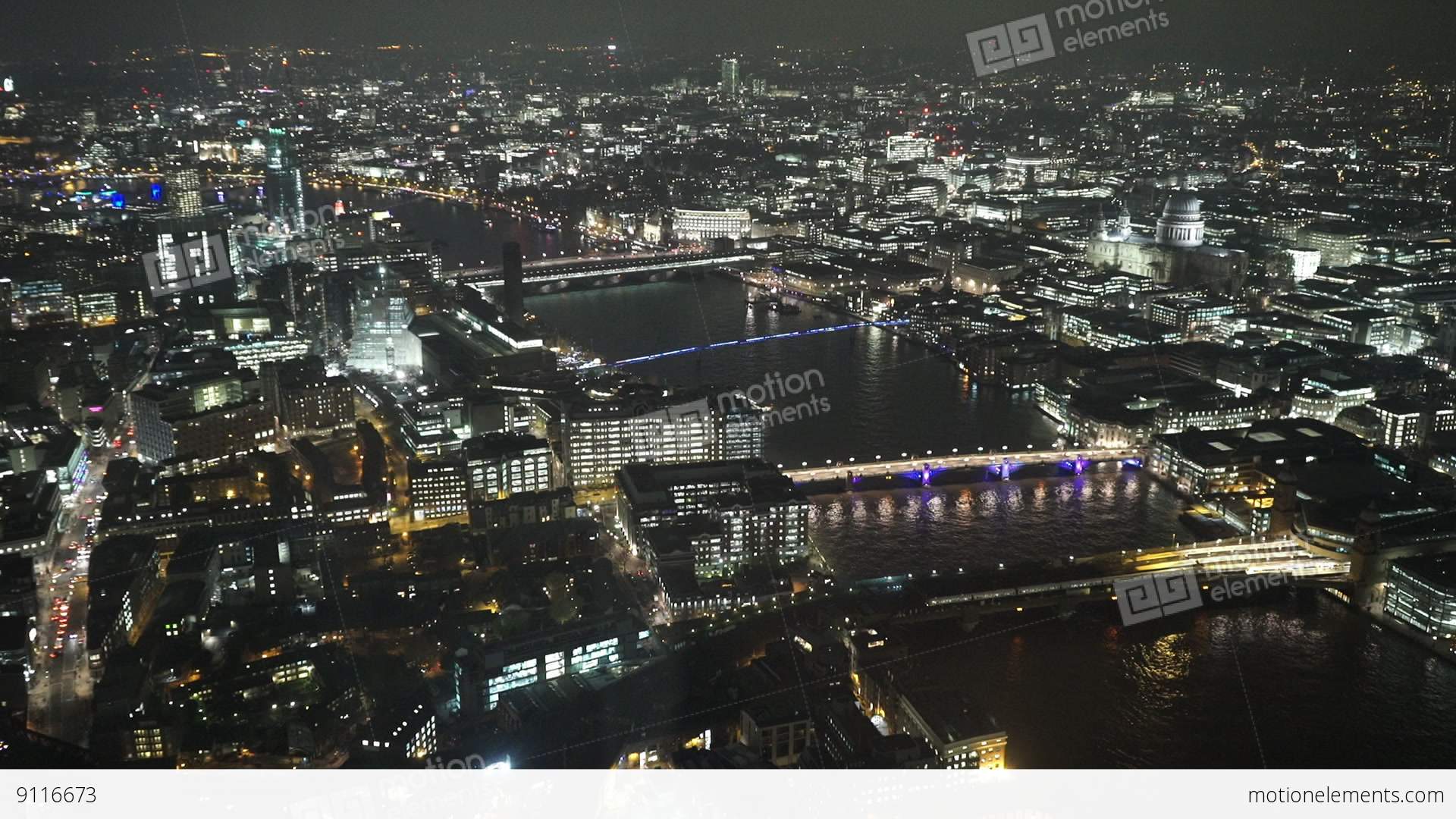 Wide Angle Shot Of London City Lights By Night Aerial View - LONDON ...