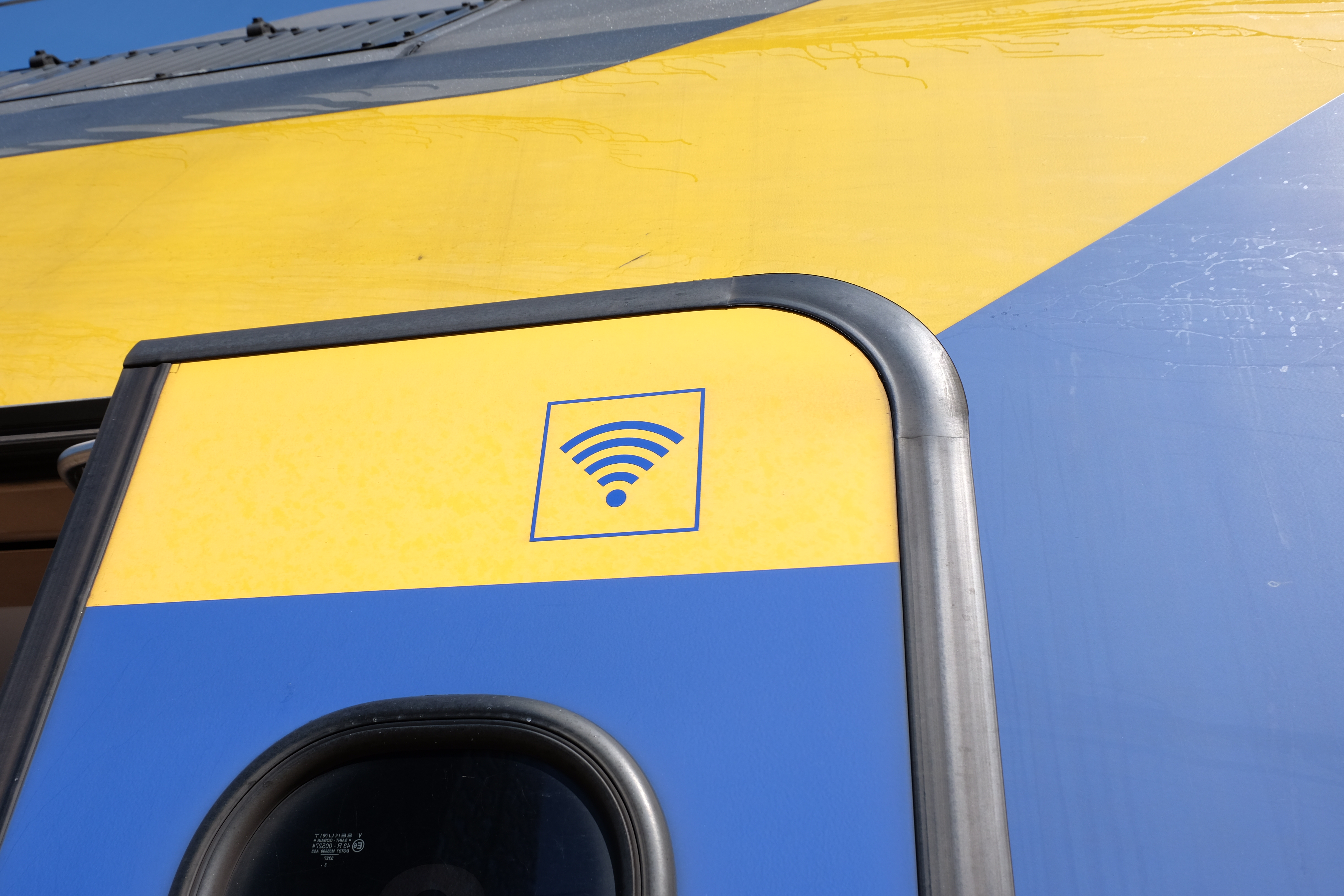 Wifi sign on train door photo