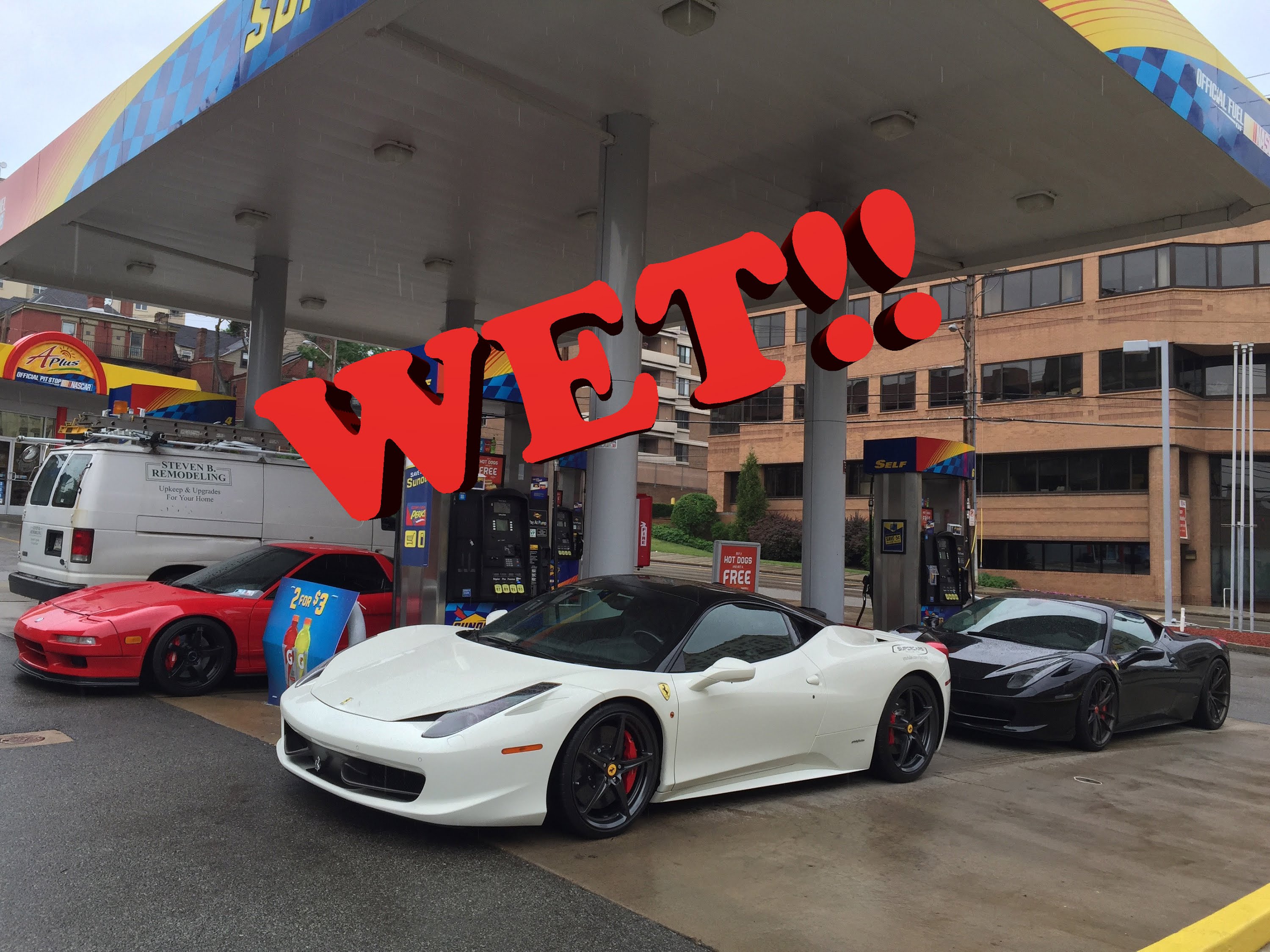 Wet & WILD Cars & Coffee: 2 Ferrari 458 Italias & NSX - YouTube