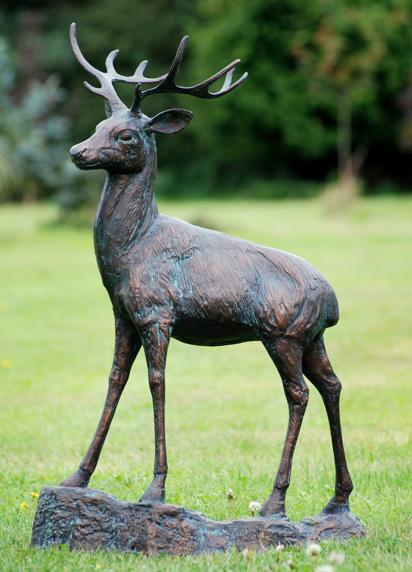 Wild Deer Stag Bronze Metal Garden Statues | S&S Shop