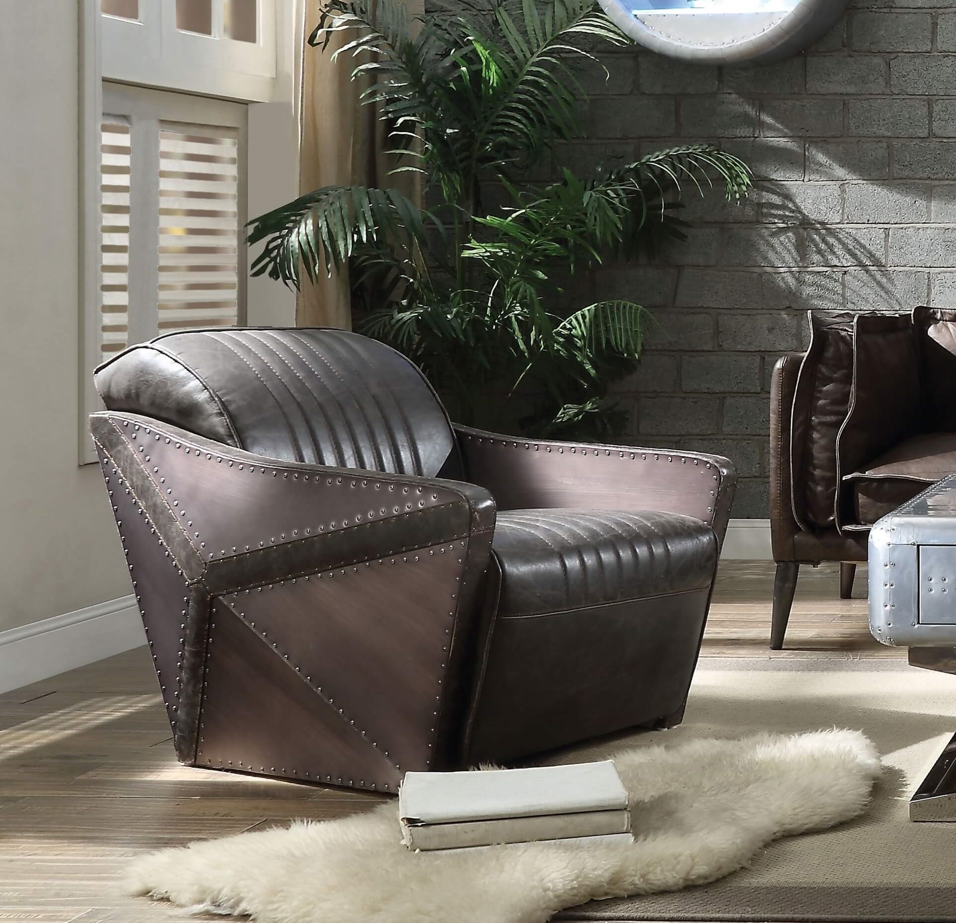 Winchester Distress Chocolate Top Grain Leather Chair - USA ...