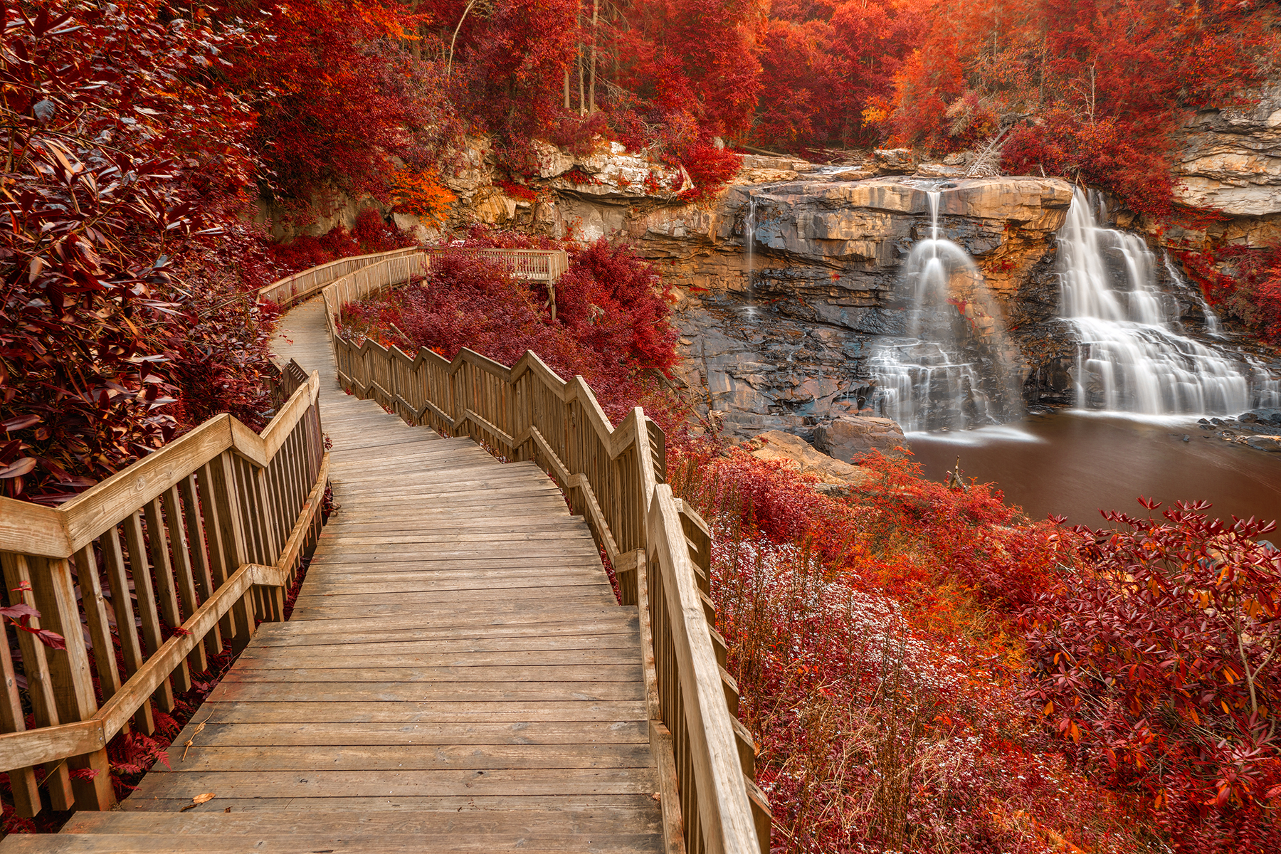 Winding blackwater falls - autumn fantasy hdr photo