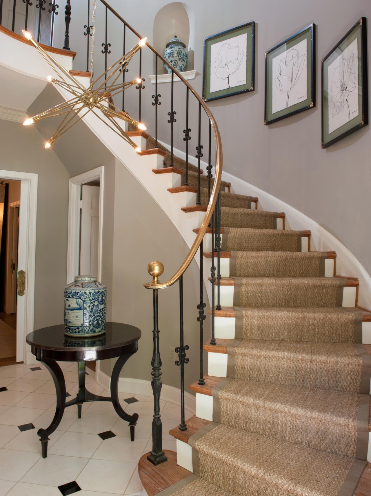 Designed by Matthew Moore, this winding staircase with a gold ...
