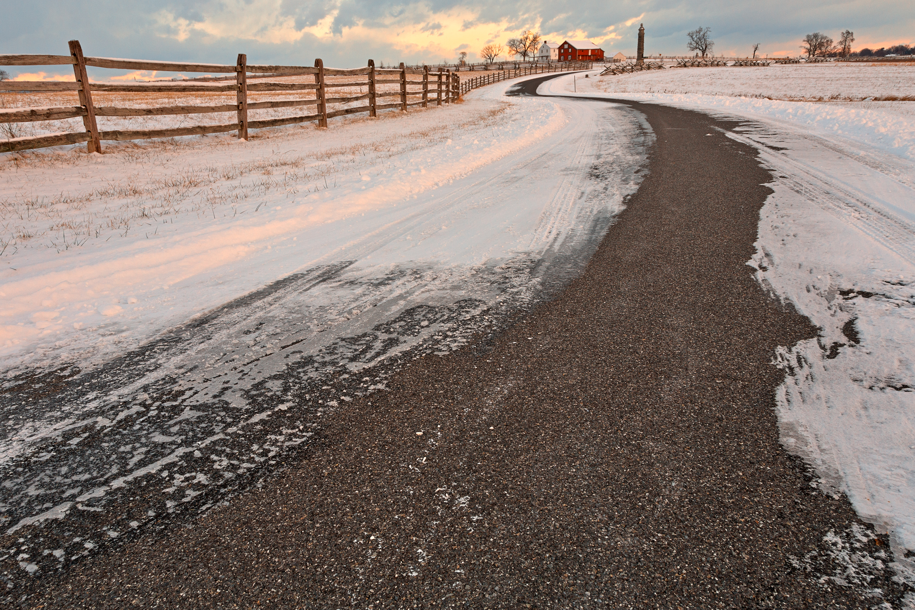 Winding winter road - hdr photo