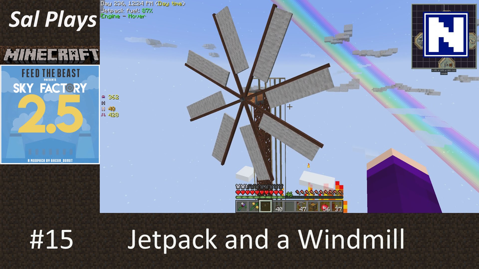 S2E15 Sal Plays Skyfactory 2.5.2 - A Jetpack and a Windmill - YouTube