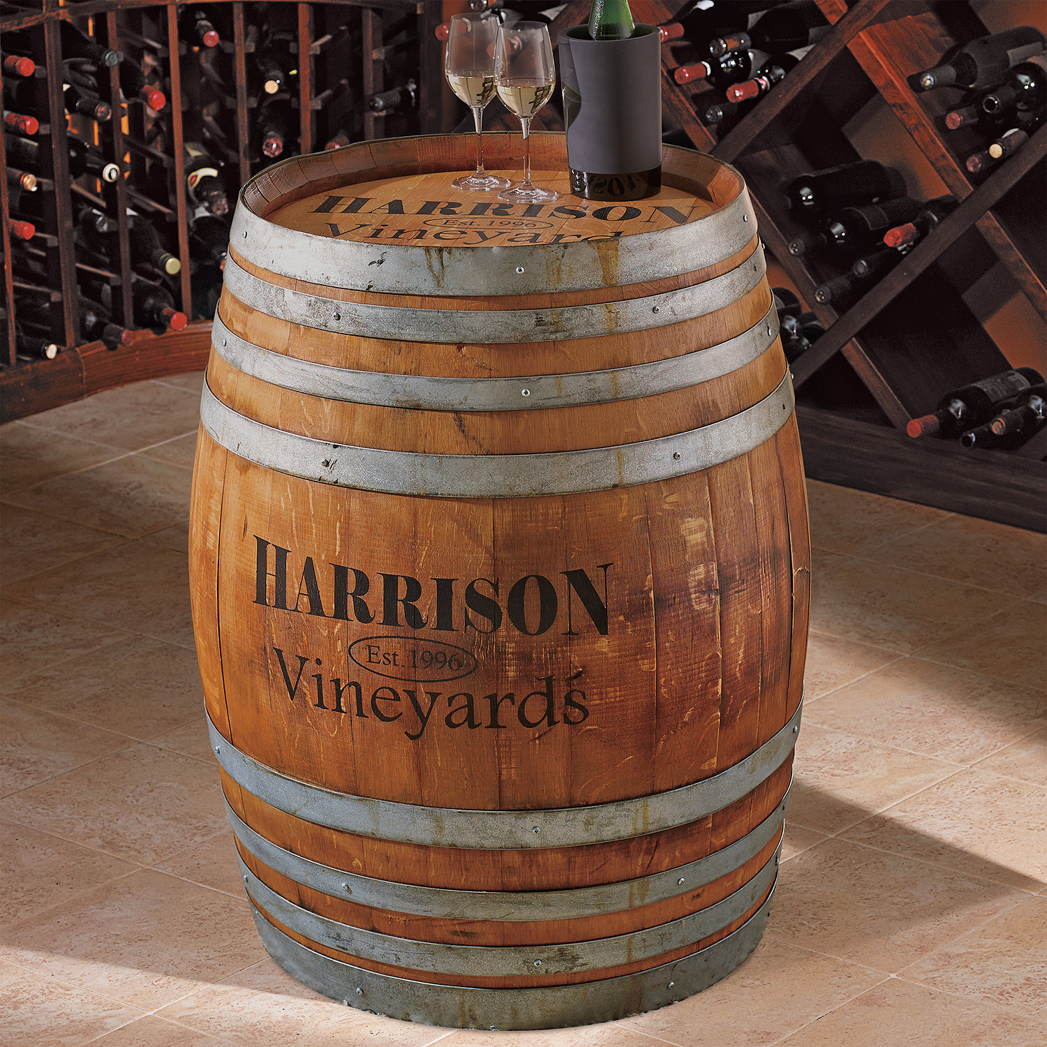 Personalized Finished Full Wine Barrel - Wine Enthusiast