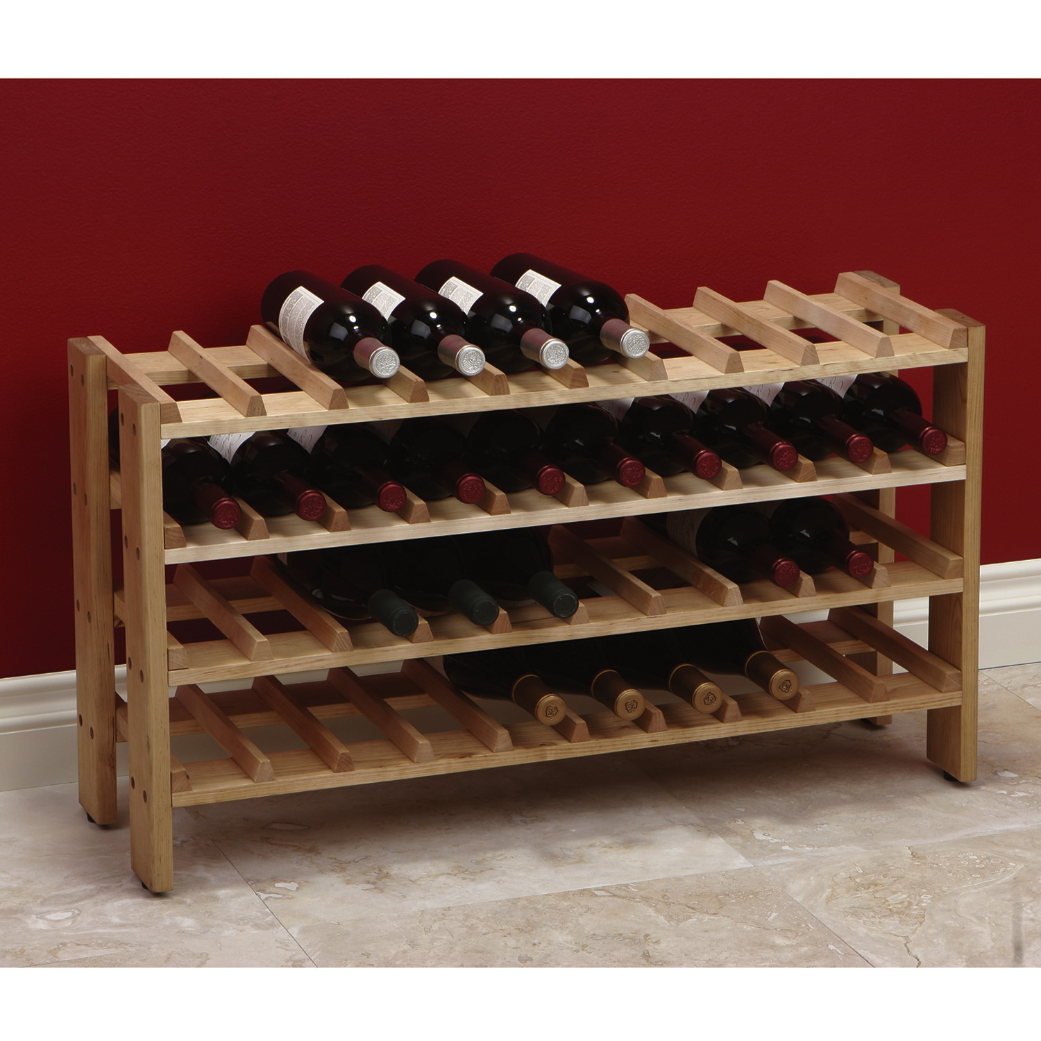 Wood Wine Rack | 40 Bottle Solid Birch | Seville Classics