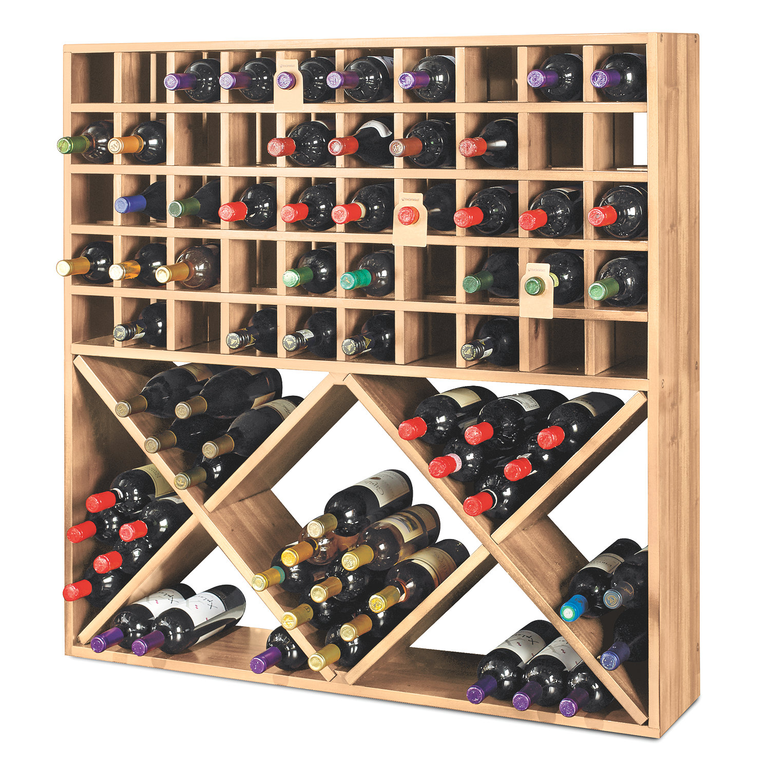 Jumbo Bin Grid 100 Bottle Wine Rack (Unstained) - Wine Enthusiast