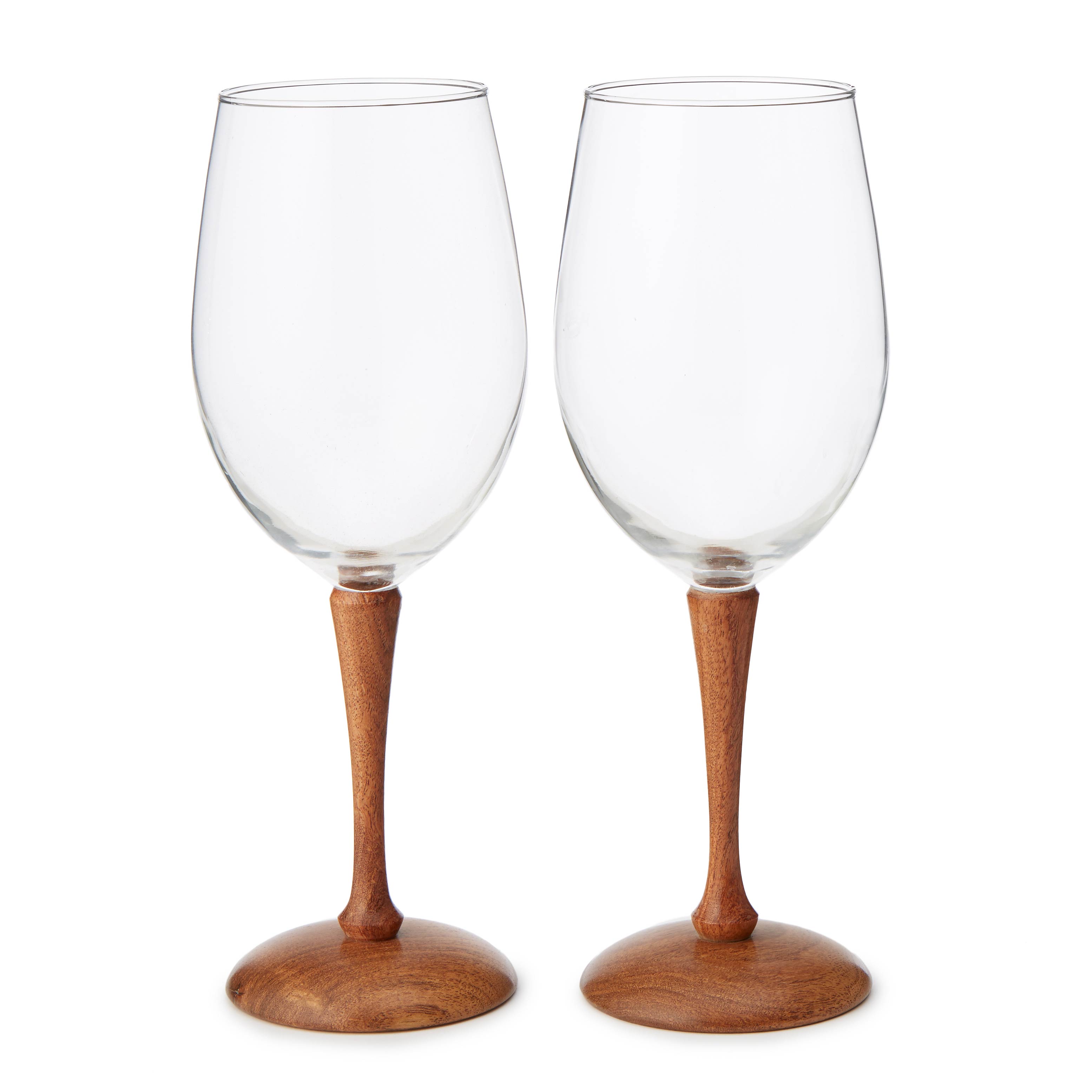 Wood Stem Wine Glasses - Set of 2 | mesquite wood | UncommonGoods