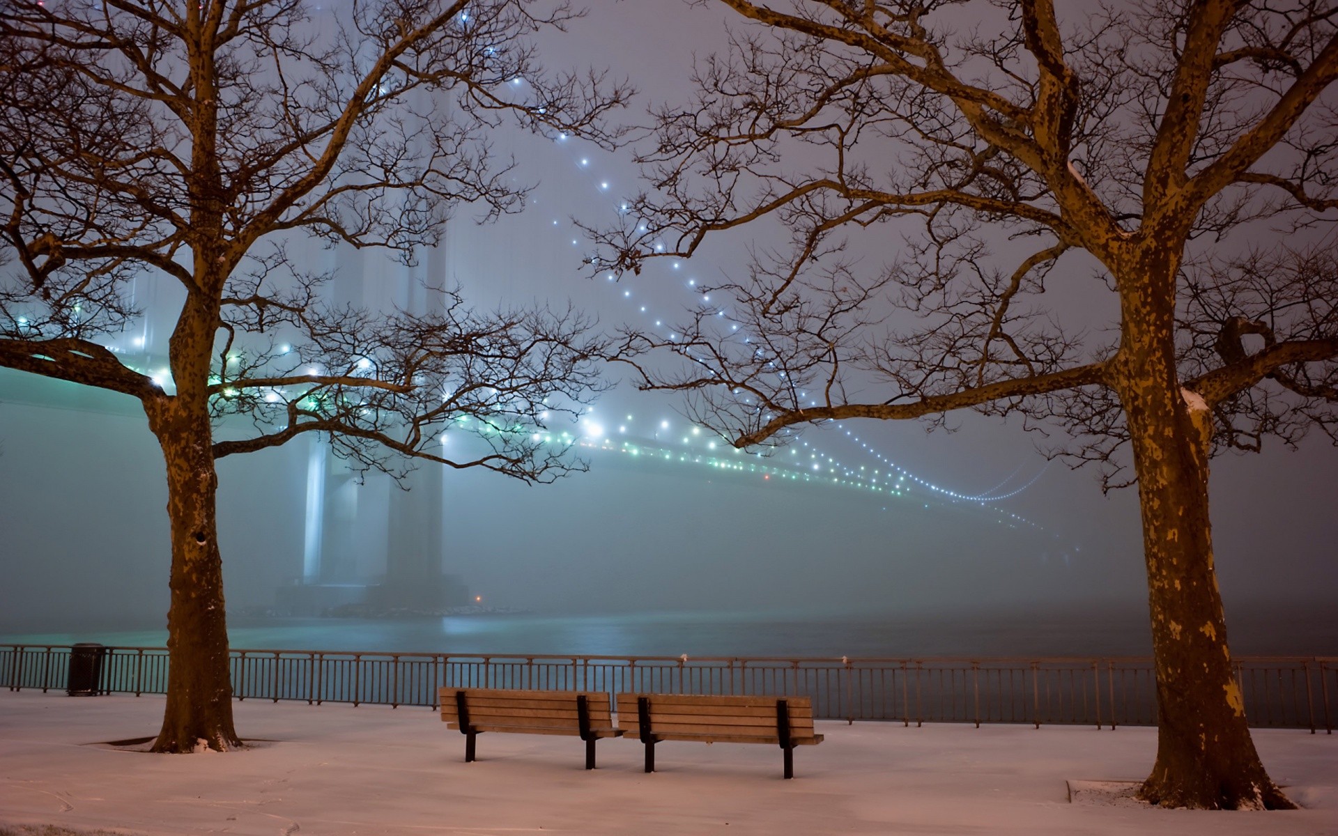Winter, wallpapers, fog, bridge, background (#218205)