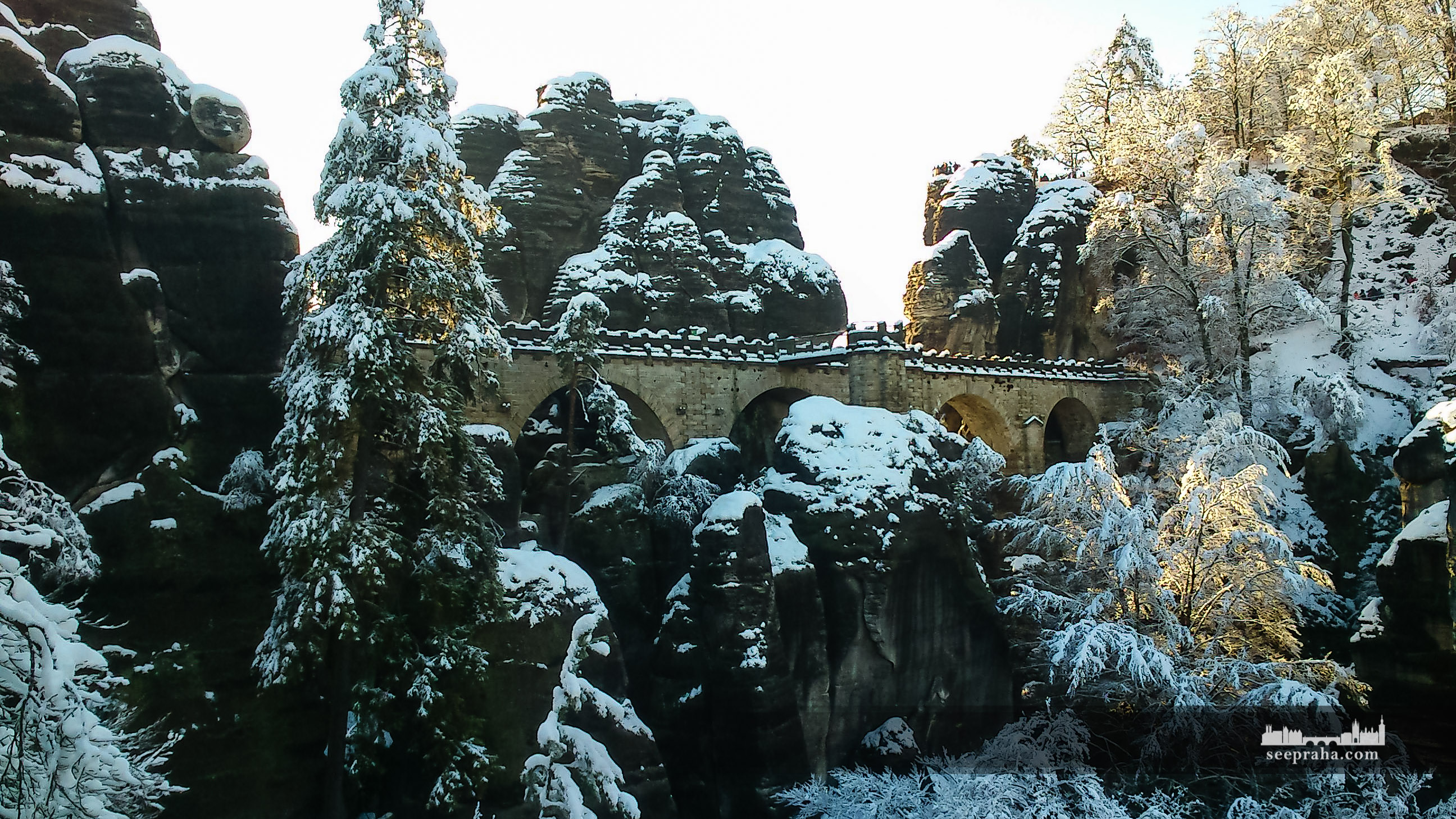 Saxon Switzerland national park. The Bastei Bridge in the winter
