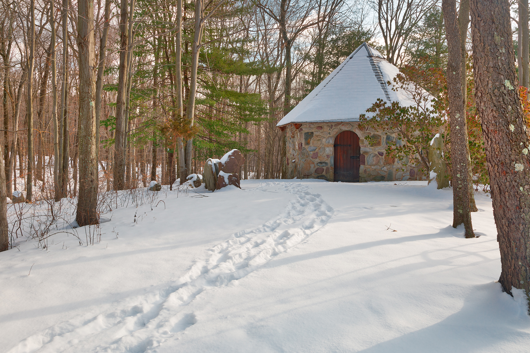 Winter chapel trail - hdr photo