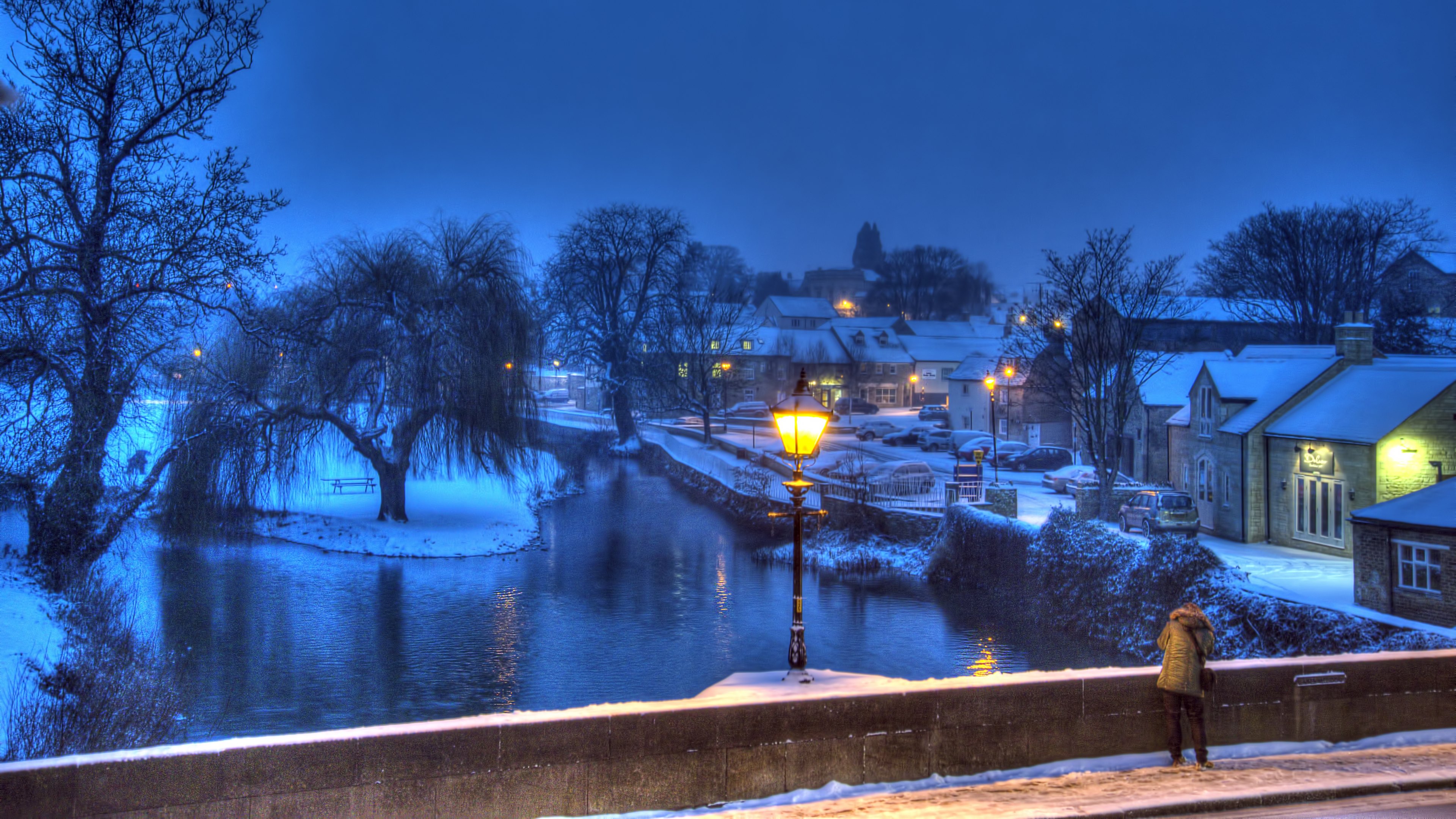 Winter Night 4k Ultra HD Wallpaper and Background Image | 3840x2160 ...