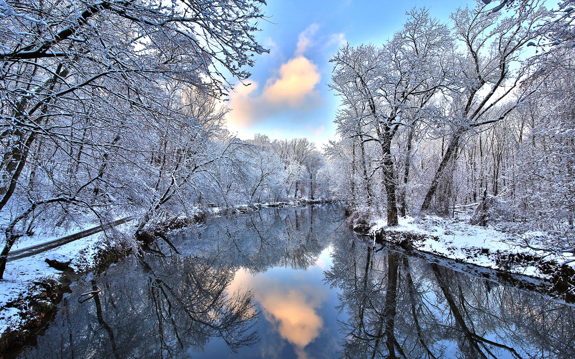 Rivers: River Reflection Trees Winter Snow Hd Nature Background ...