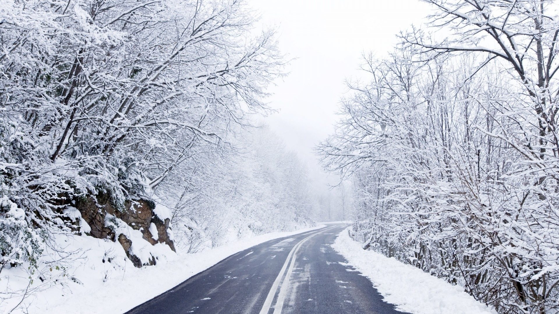 Winter: Cold Winter Road Snow Nature Roads Wallpapers for HD 16:9 ...
