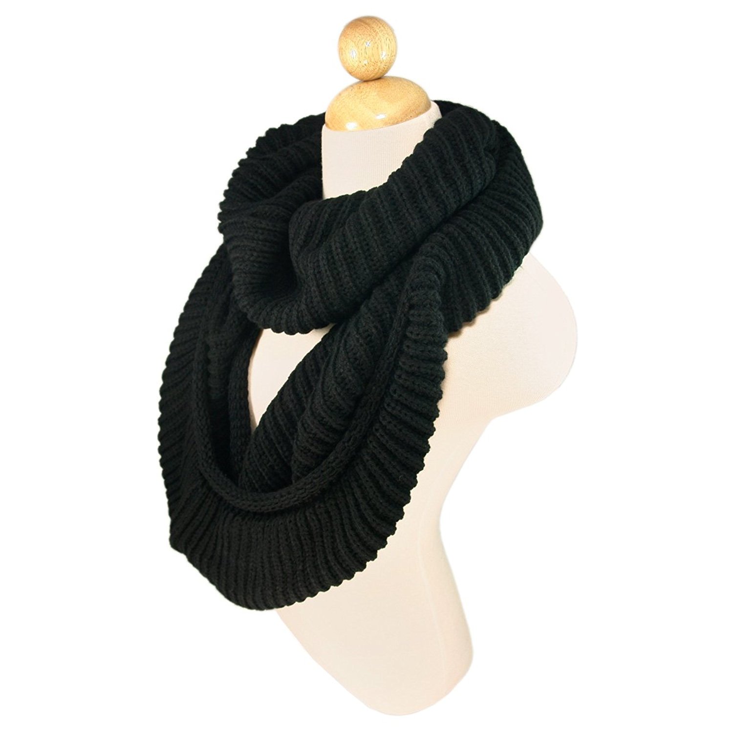 TrendsBlue Premium Winter Knit Warm Infinity Scarf, Black at Amazon ...