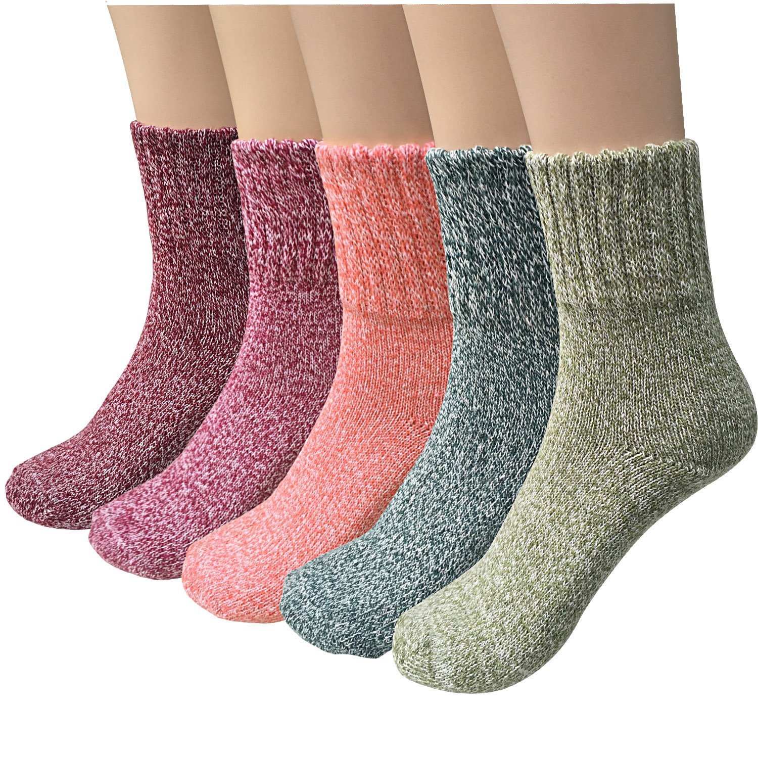 Womens Crew Socks Winter Thick Knit Warm Casual Wool Footwear ...