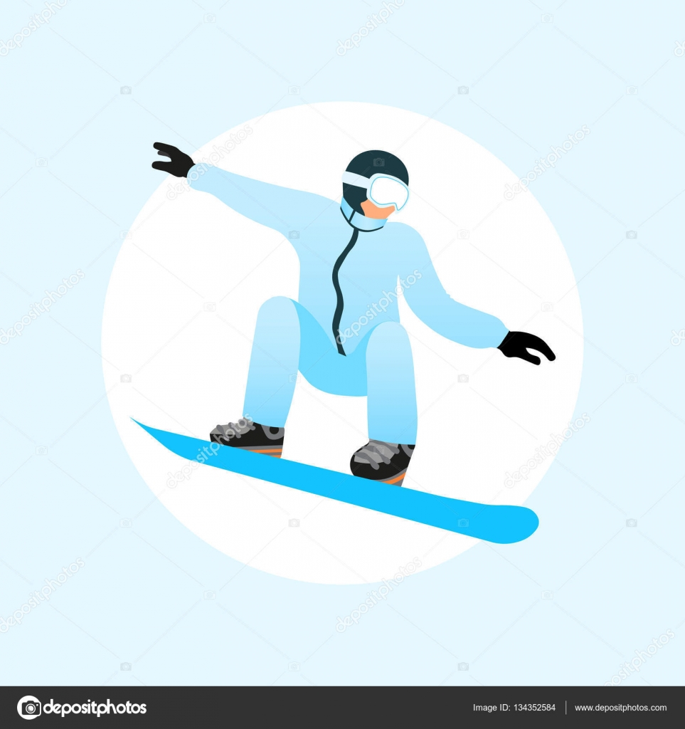 Snowboarder men jumping. Winter Sport Activities . Fashion Vector ...