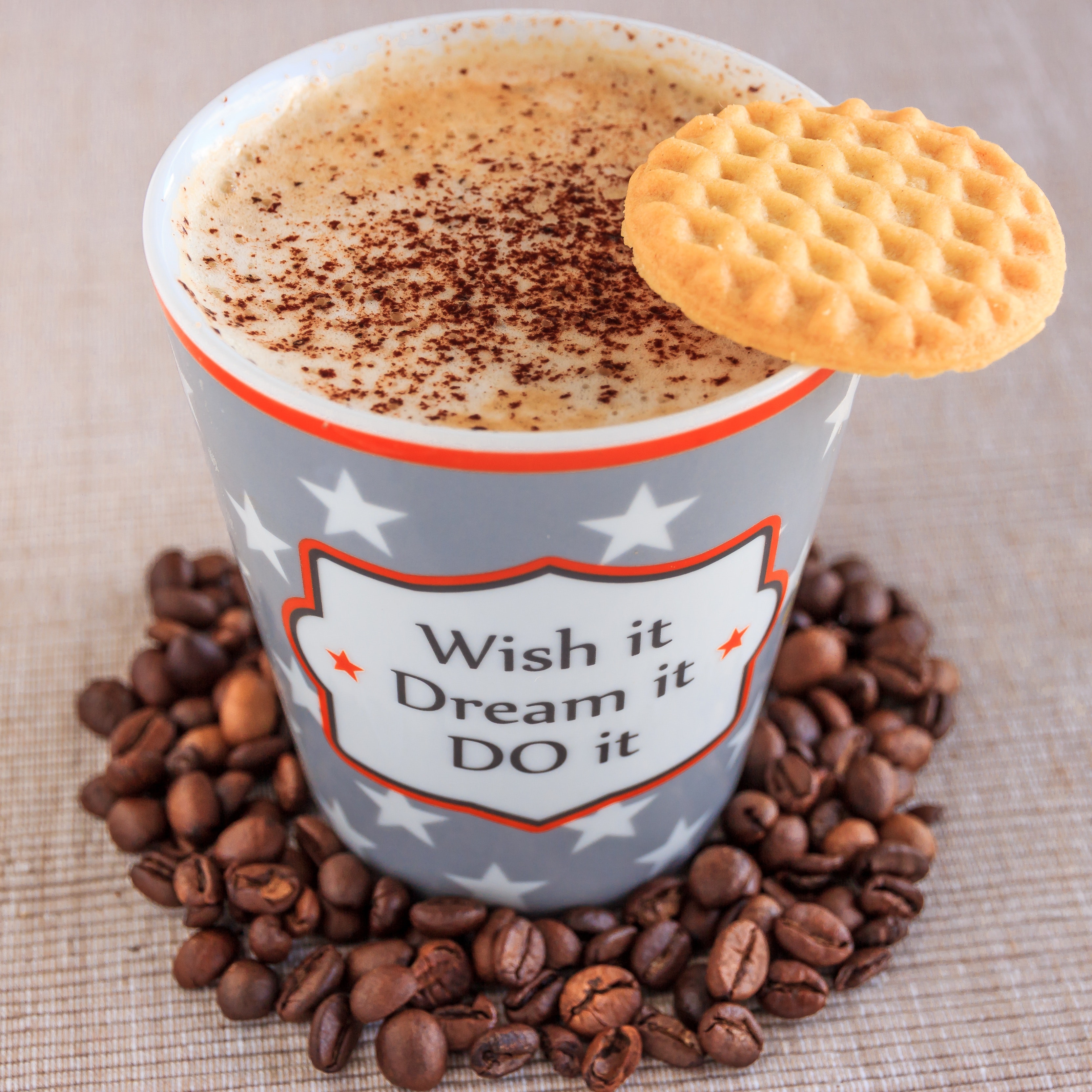 Wish It Dream It Do It Print Cup, Beans, Cup, Relaxation, Porcelain, HQ Photo