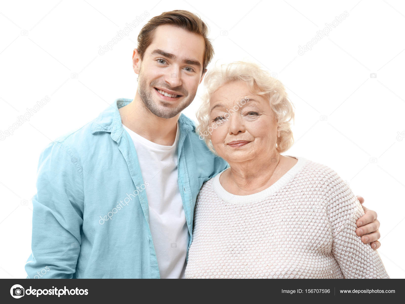Young man with grandmother — Stock Photo © belchonock #156707596