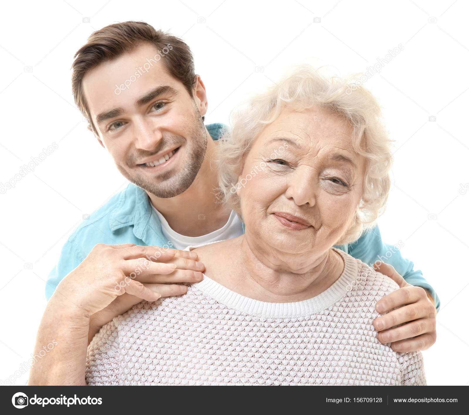 Young man with grandmother — Stock Photo © belchonock #156709128