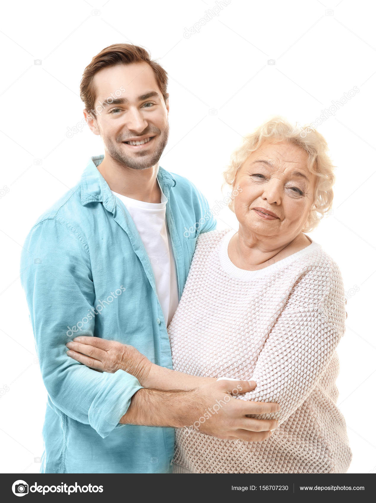 Young man with grandmother — Stock Photo © belchonock #156707230