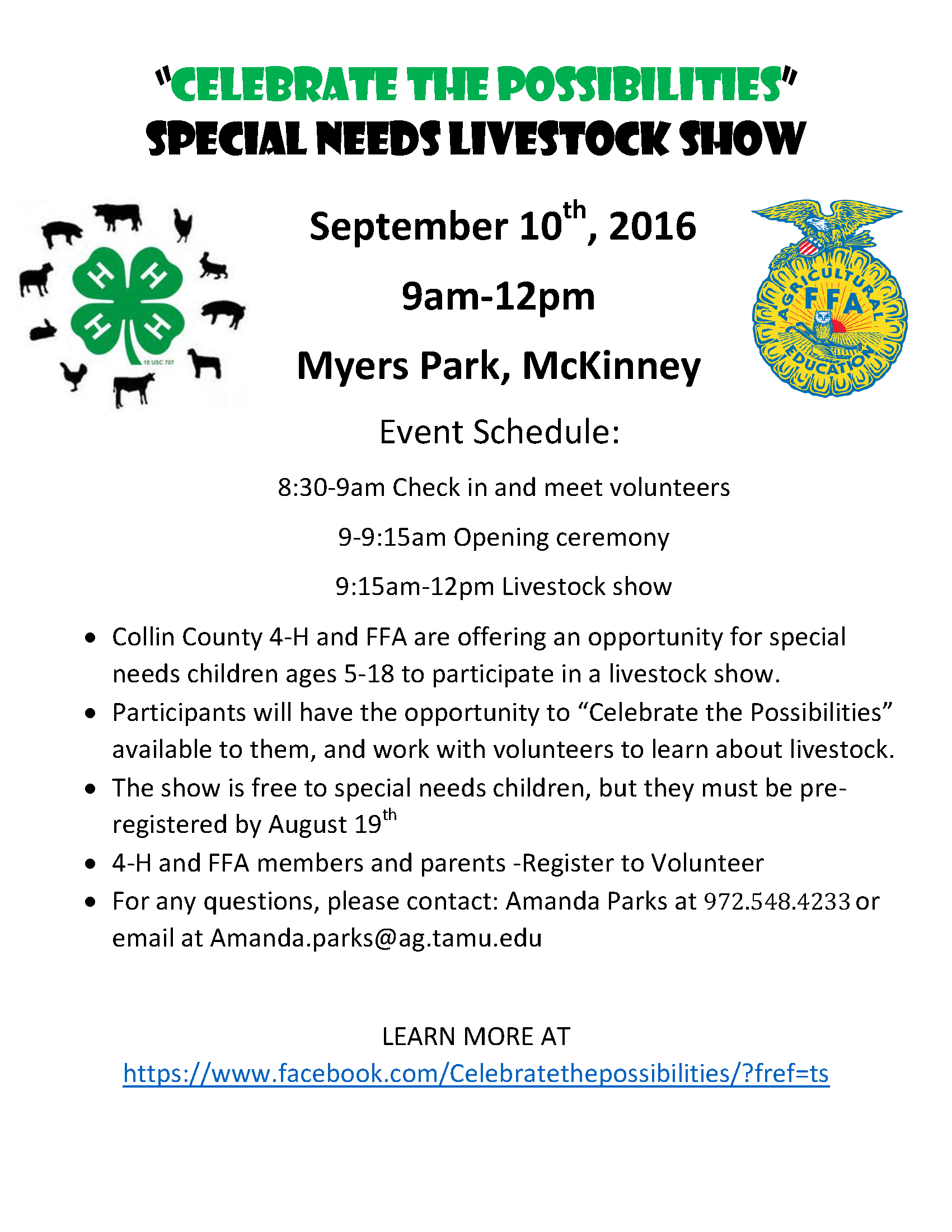 Celebrate the Possibilities” Special Needs Livestock Show
