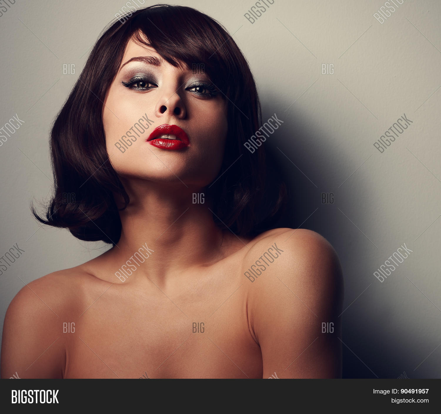 Woman black lips photo