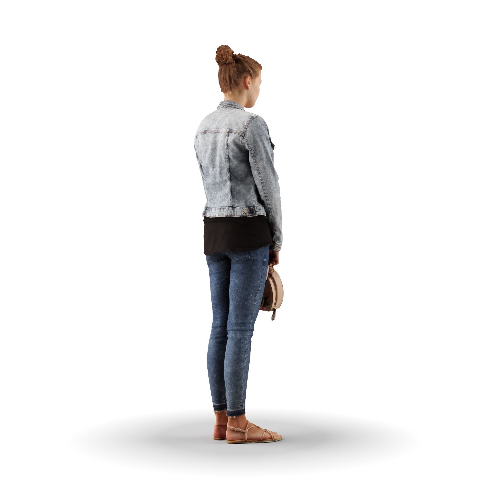 3D Ieva 07 Woman posed standing in casual jeans holding