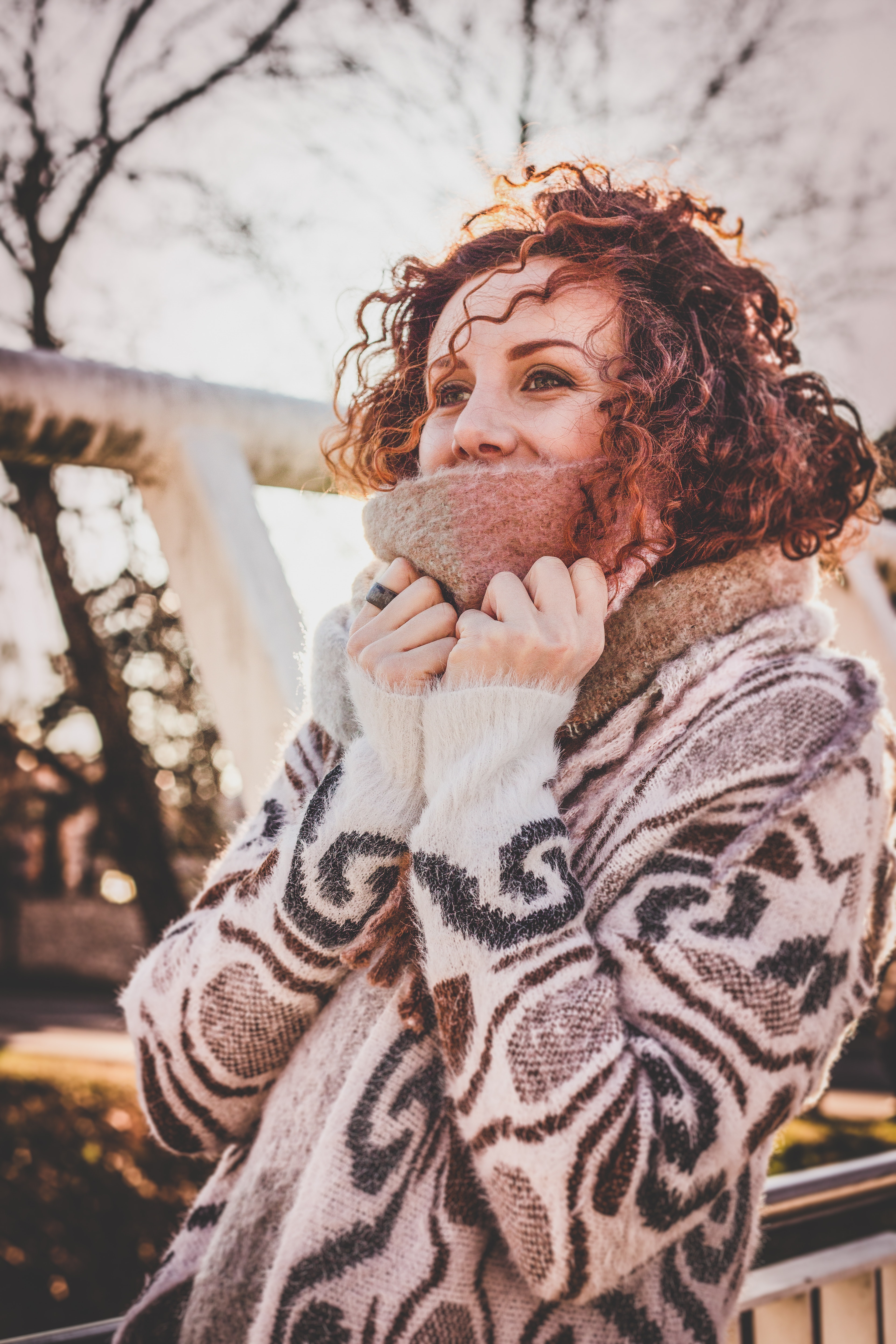 Woman in Brown Sweater, Adult, Park, Winter, Wear, HQ Photo