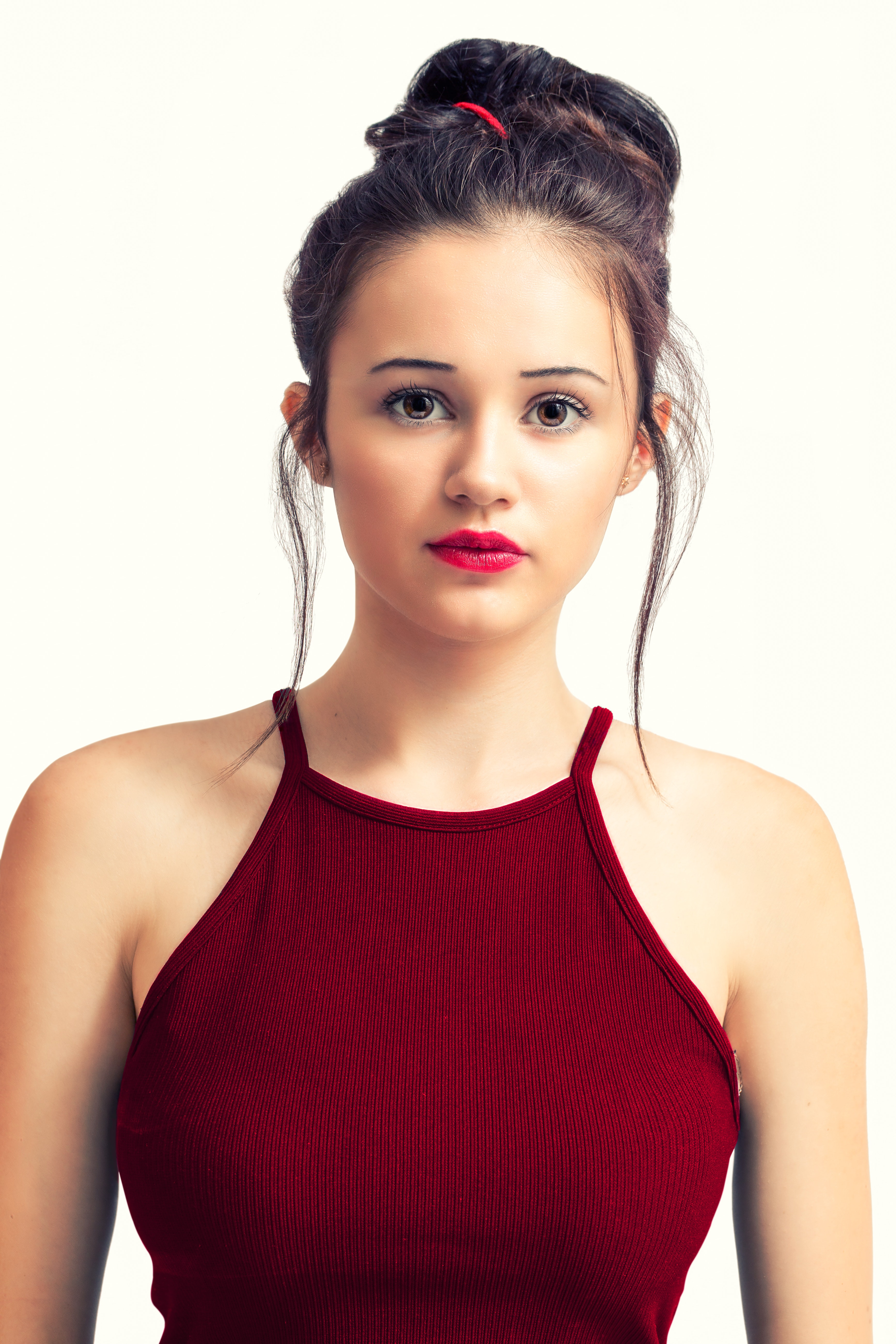 Woman in red tank top photo