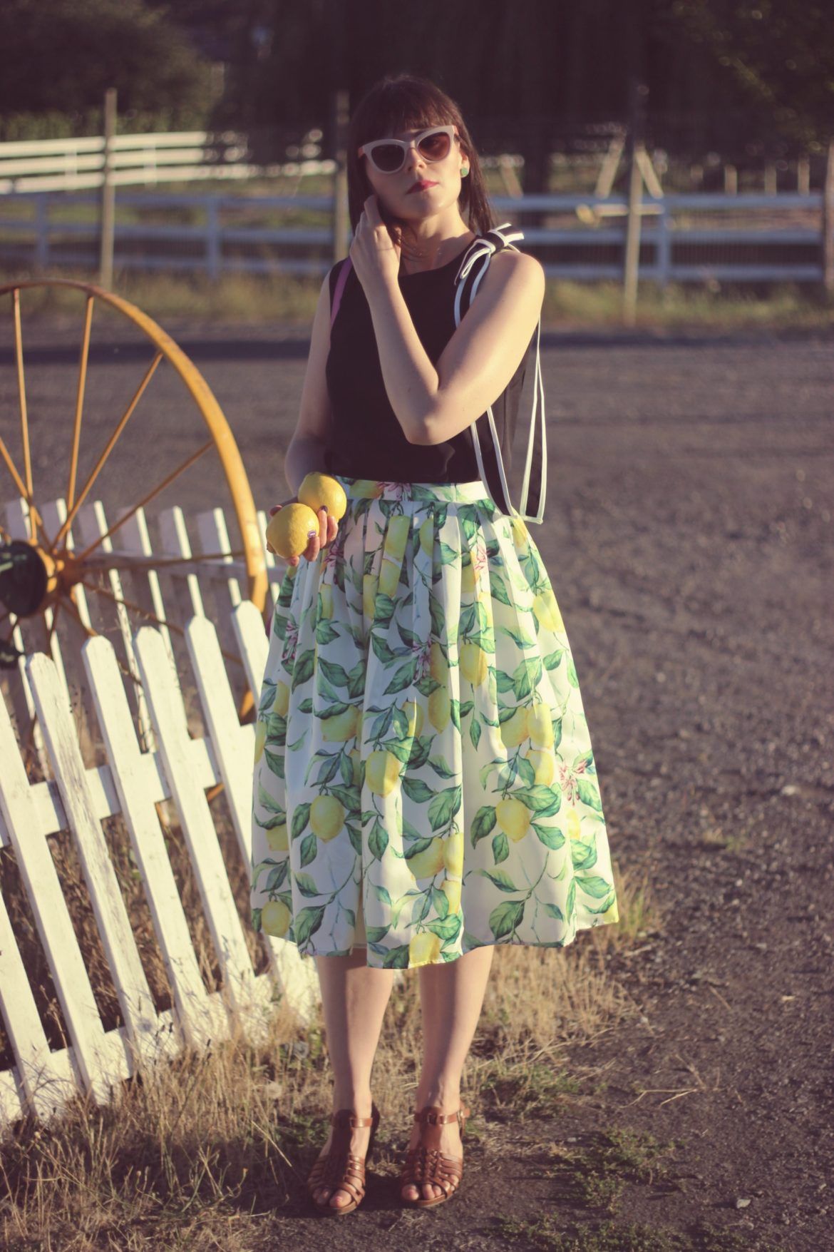 chic wish Lemon Printed Midi Skirt | Tree print, Bonjour and Lemon