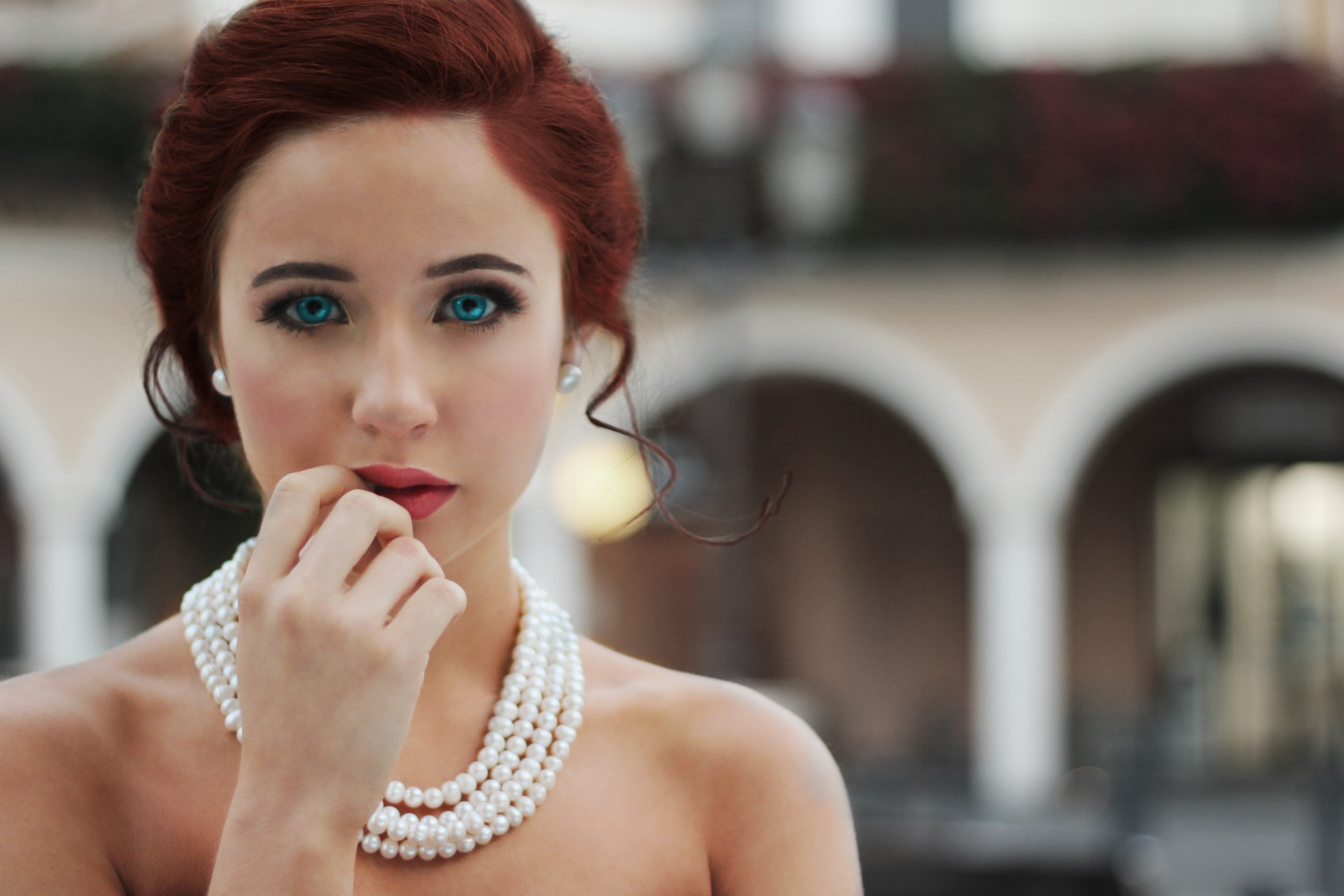 Selective focus photography of woman with layered pearl necklace HD ...