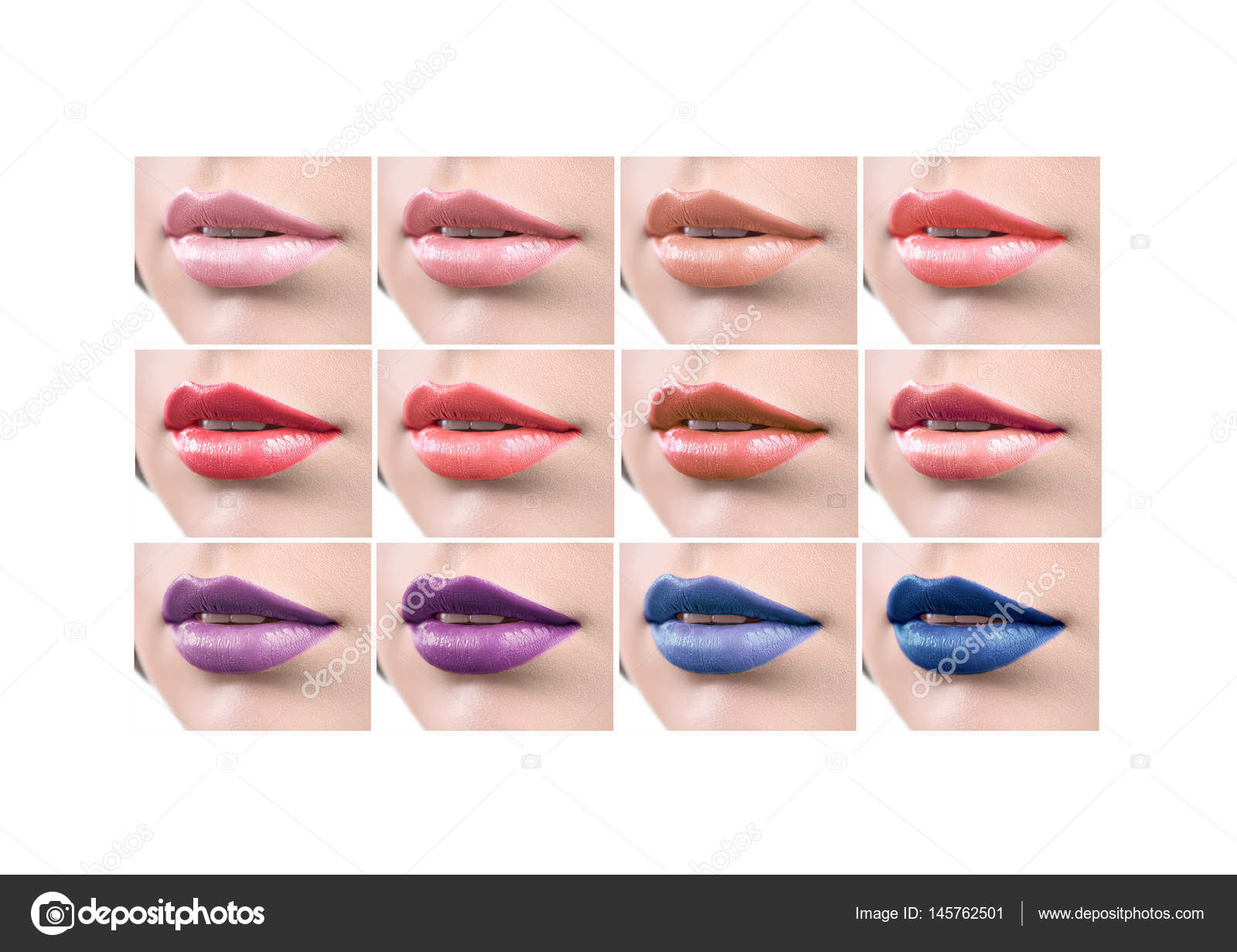 Collage of sexy female lips with colorful lipstick — Stock Photo ...