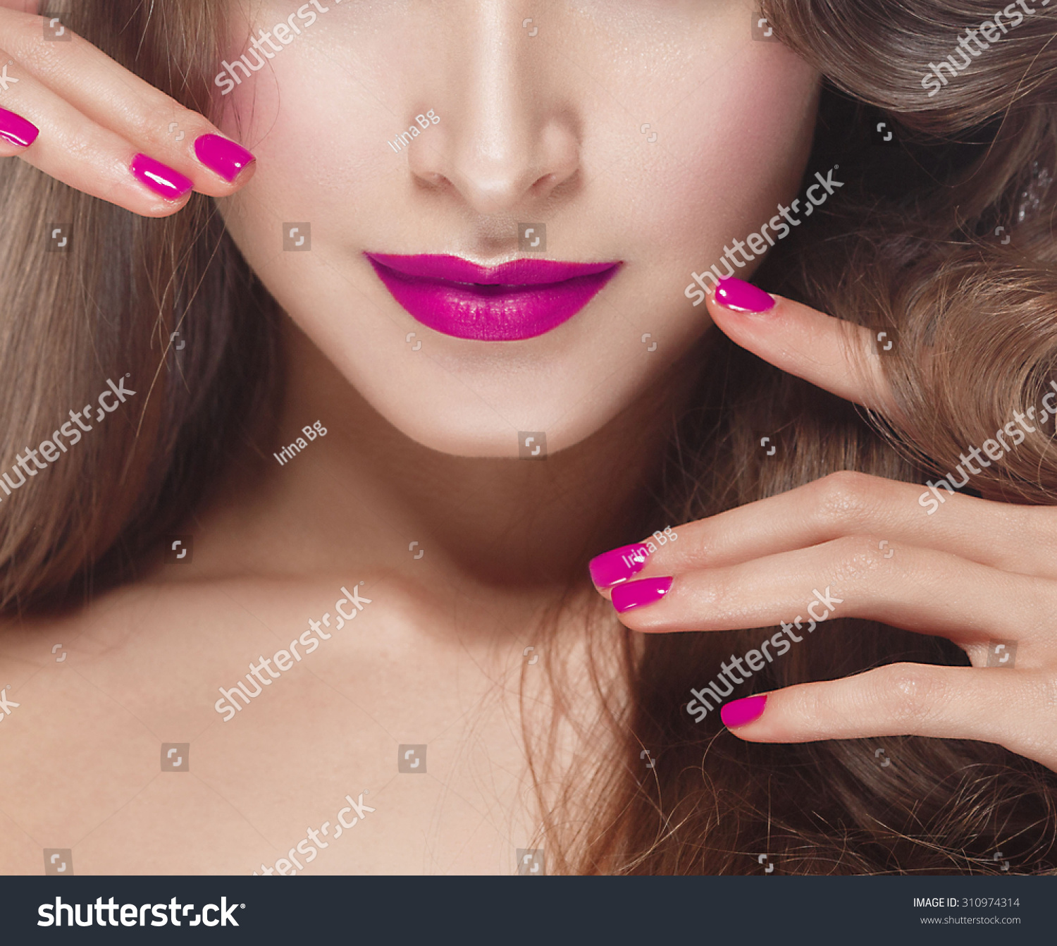 Beautiful Woman Young Face Pink Lips Stock Photo (Royalty Free ...