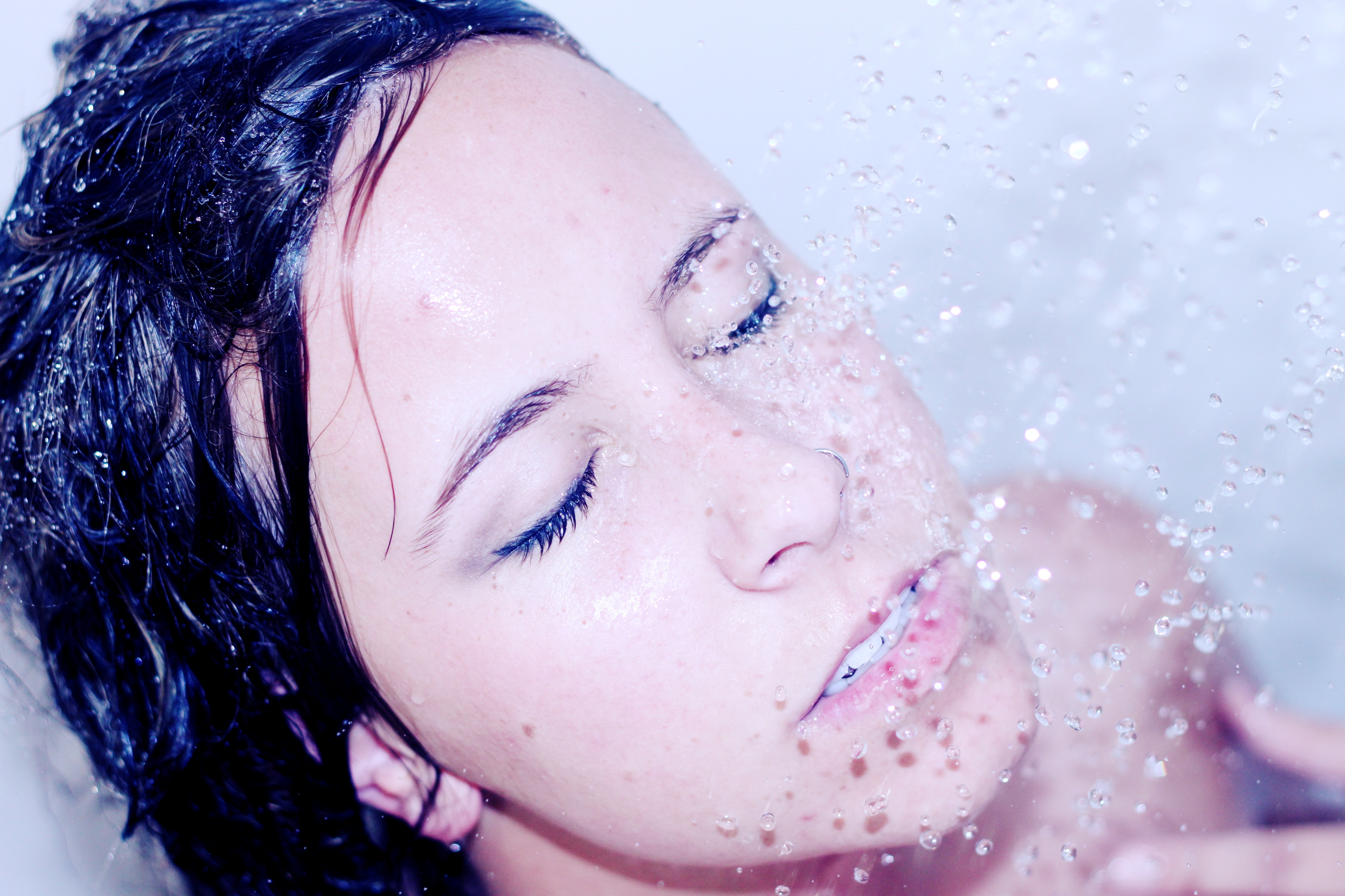 Woman Taking a Shower, Adult, Portrait, Wet, Water, HQ Photo