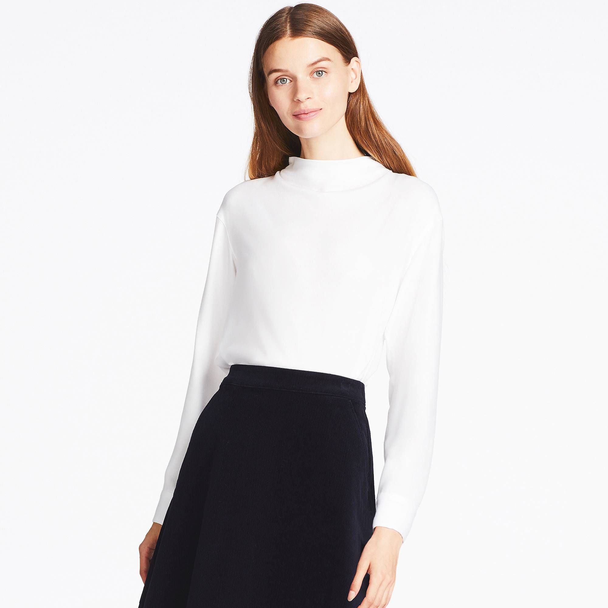 Women rayon long-sleeve blouse (thick weave) | Black