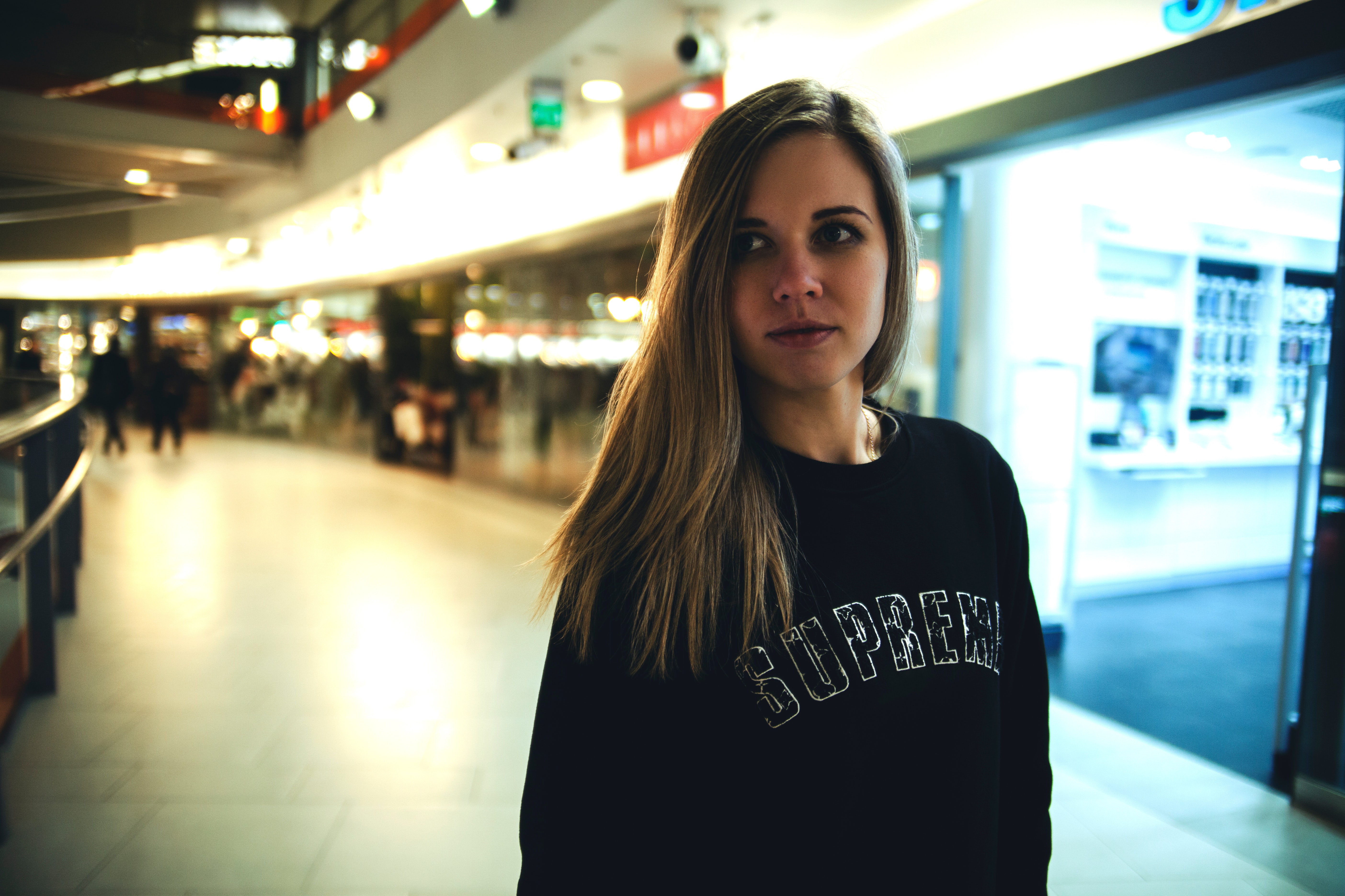 Woman Wearing Black Supreme Sweater, Airport, Beautiful, Blur, Business, HQ Photo