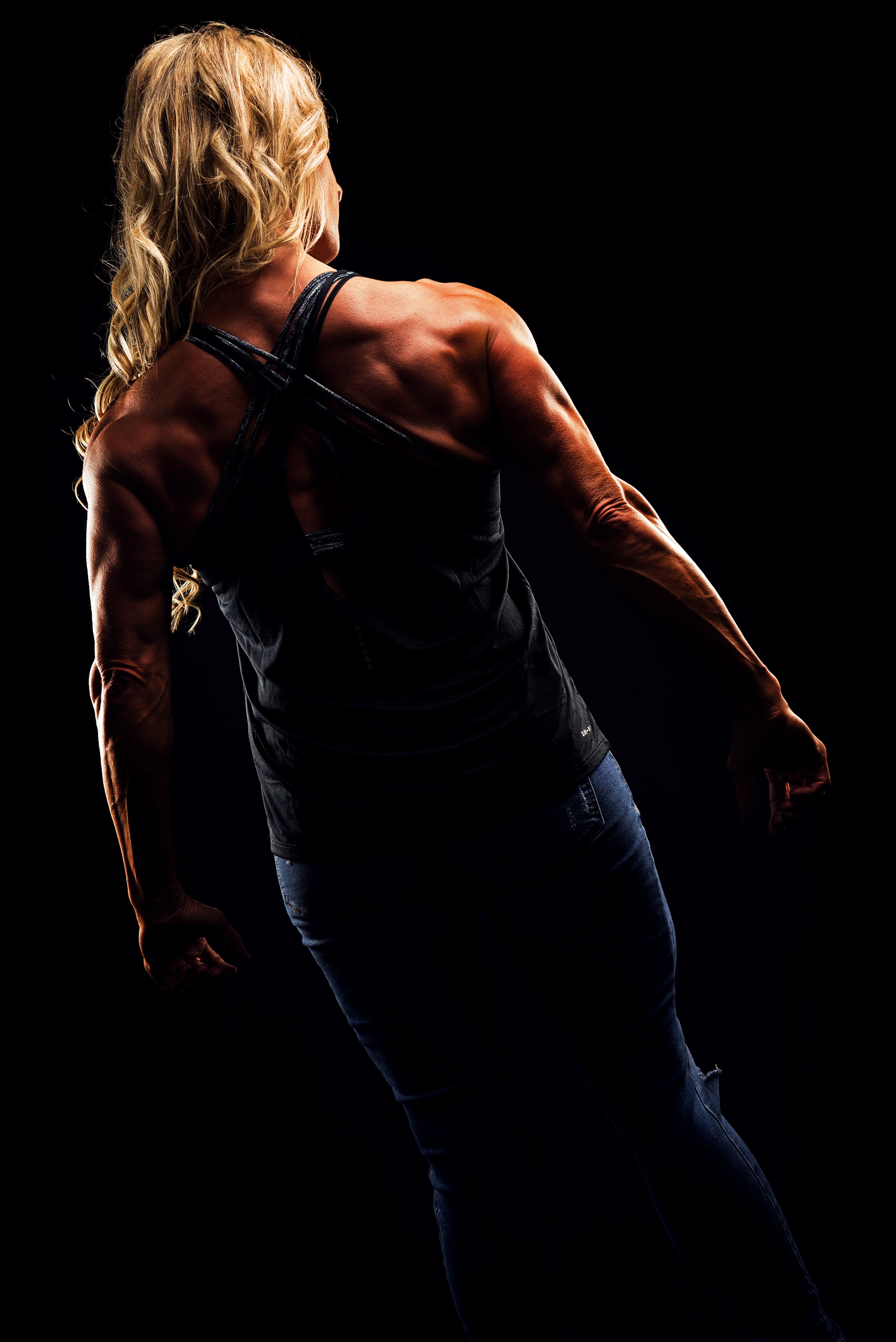 Free photo: Woman Wearing Criss Cross Back Strap Top Flexing - Athlete ...