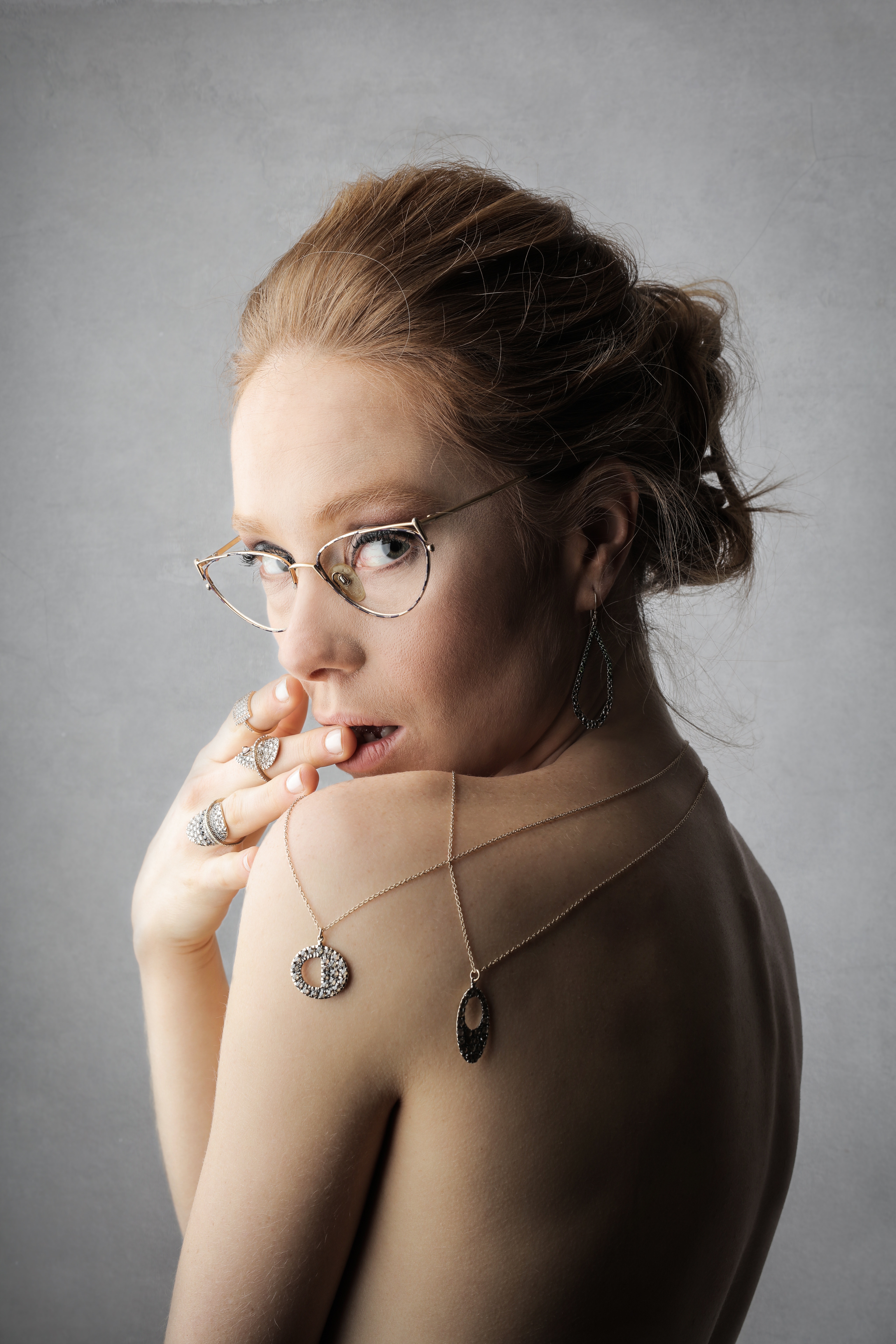 Woman Wearing Gold-colored Framed Eyeglasses, Attractive, Young, Woman, White, HQ Photo