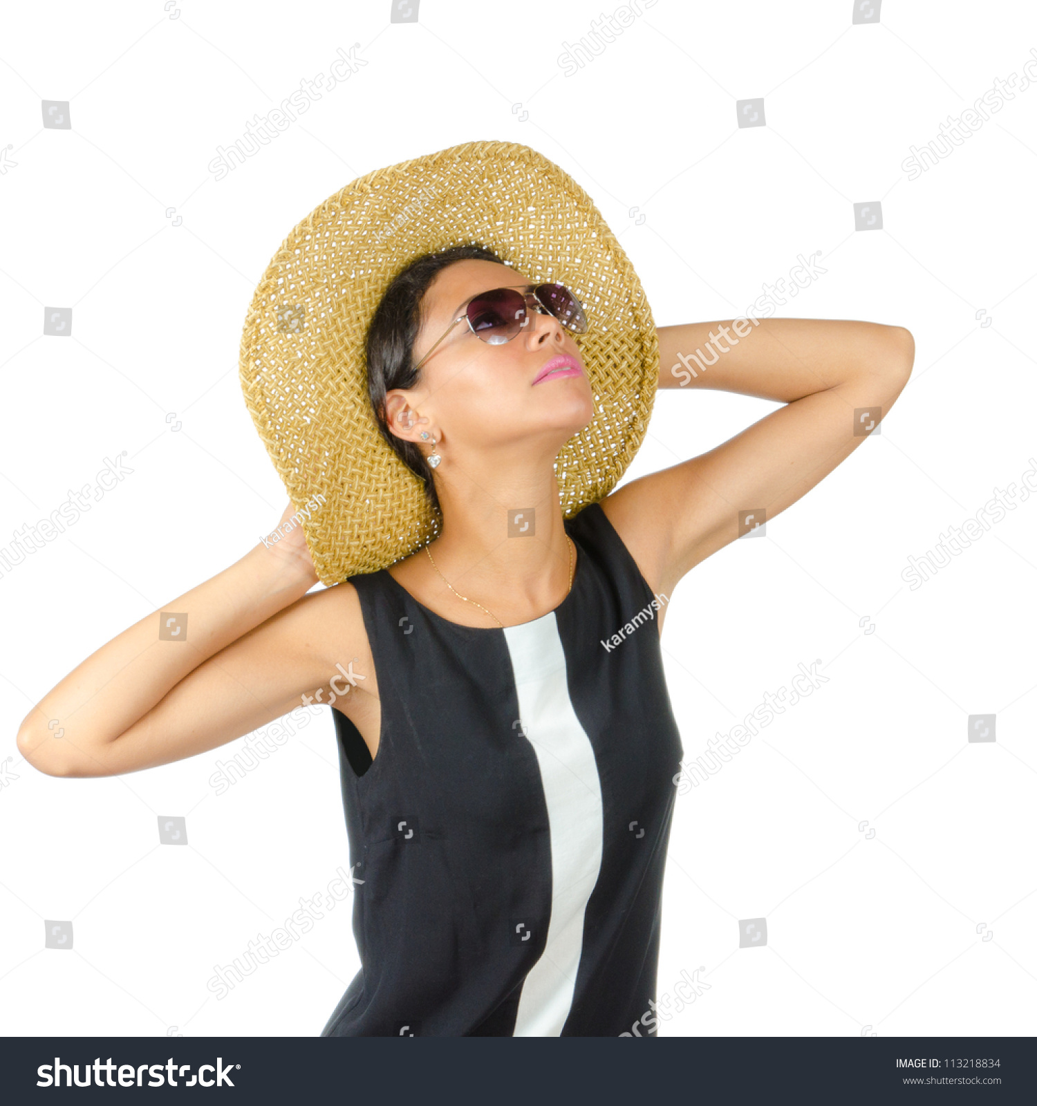 Portrait Pretty Woman Wearing Hat Isolated Stock Photo 113218834 ...