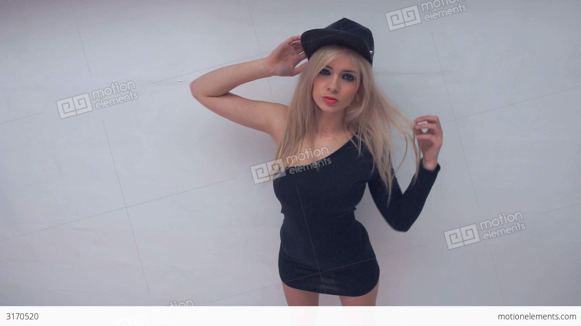 Sexy Woman Wearing Black Leather Hat Stock video footage | 3170520