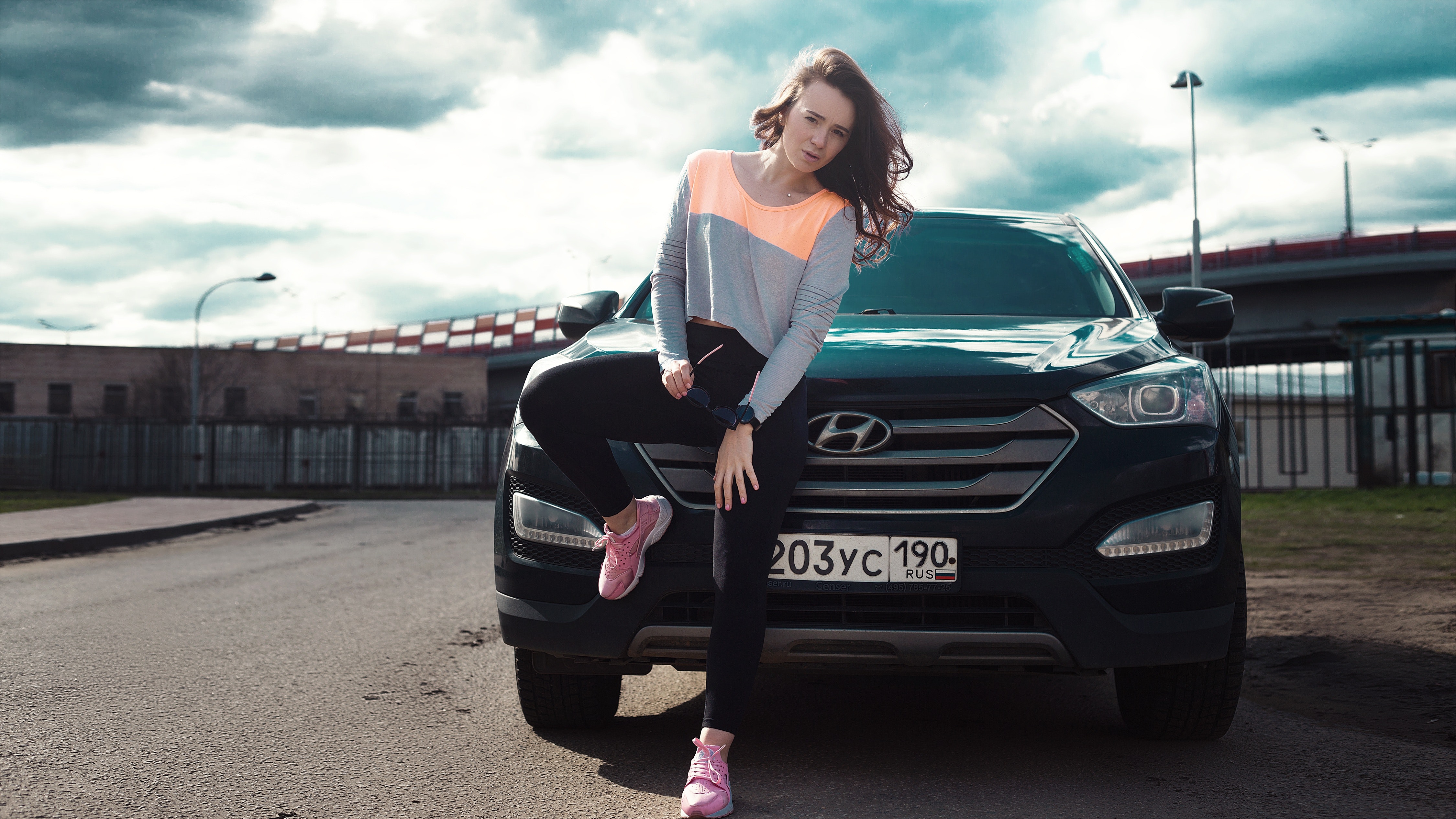 Woman Wearing Pink and Gray Long Sleeve Shirt, Adult, People, Vehicle, Travel, HQ Photo