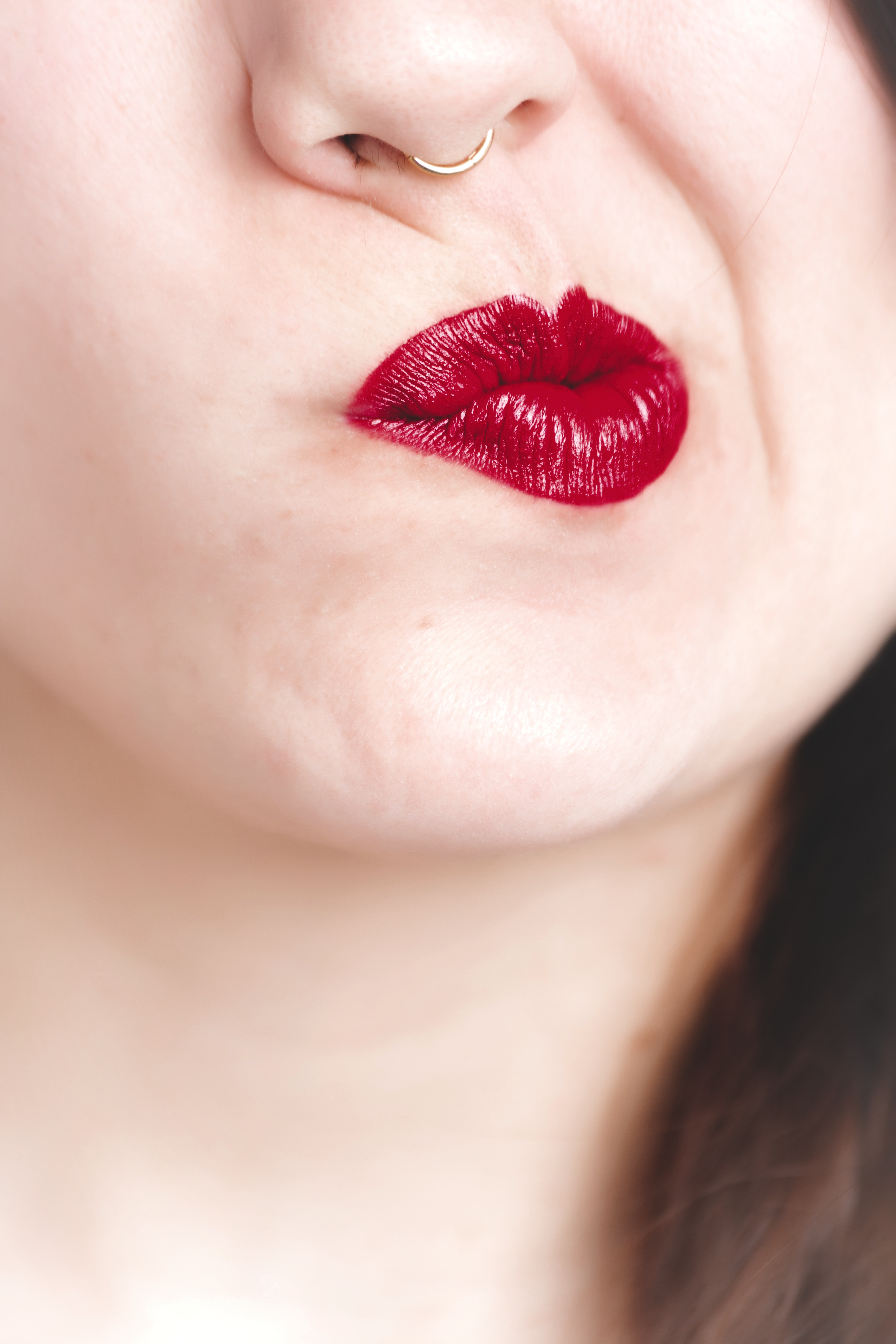 Woman wearing red lipstick photo