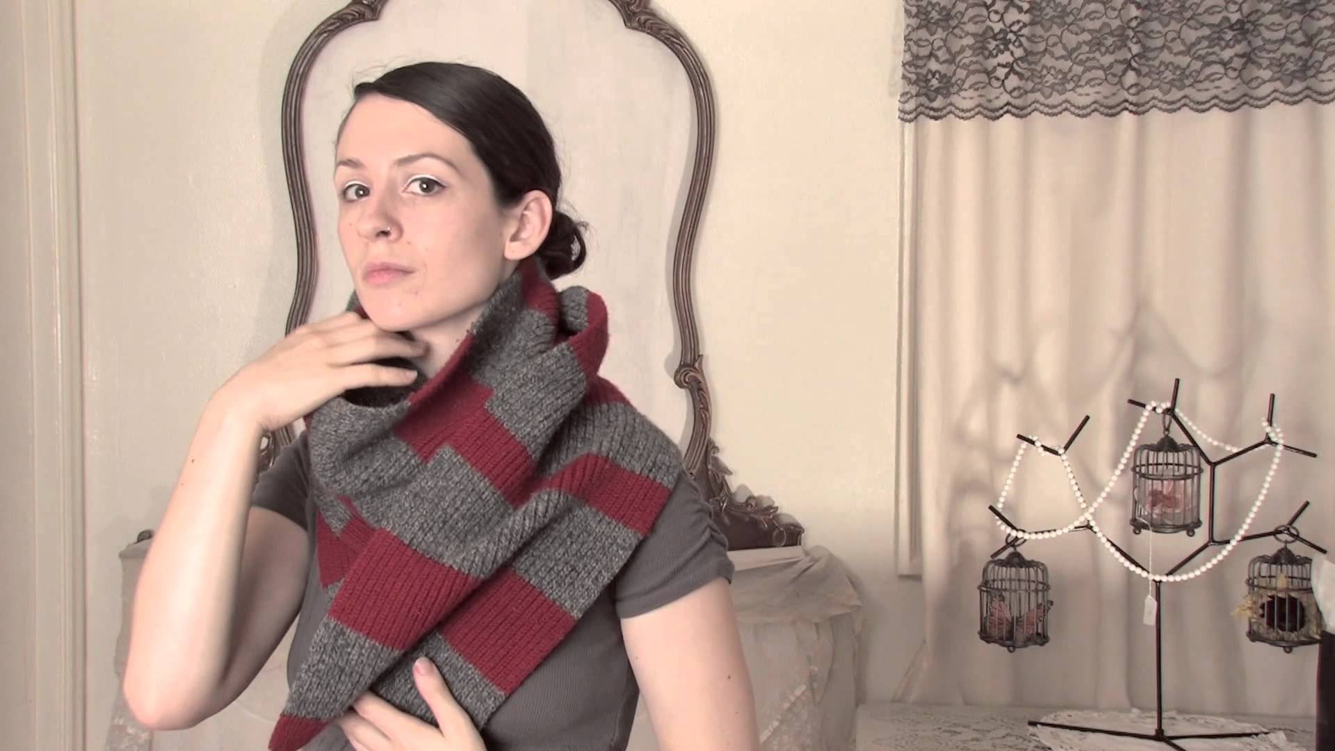 How to Tie a Thick Knitted Scarf Around Your Neck : Scarves - YouTube