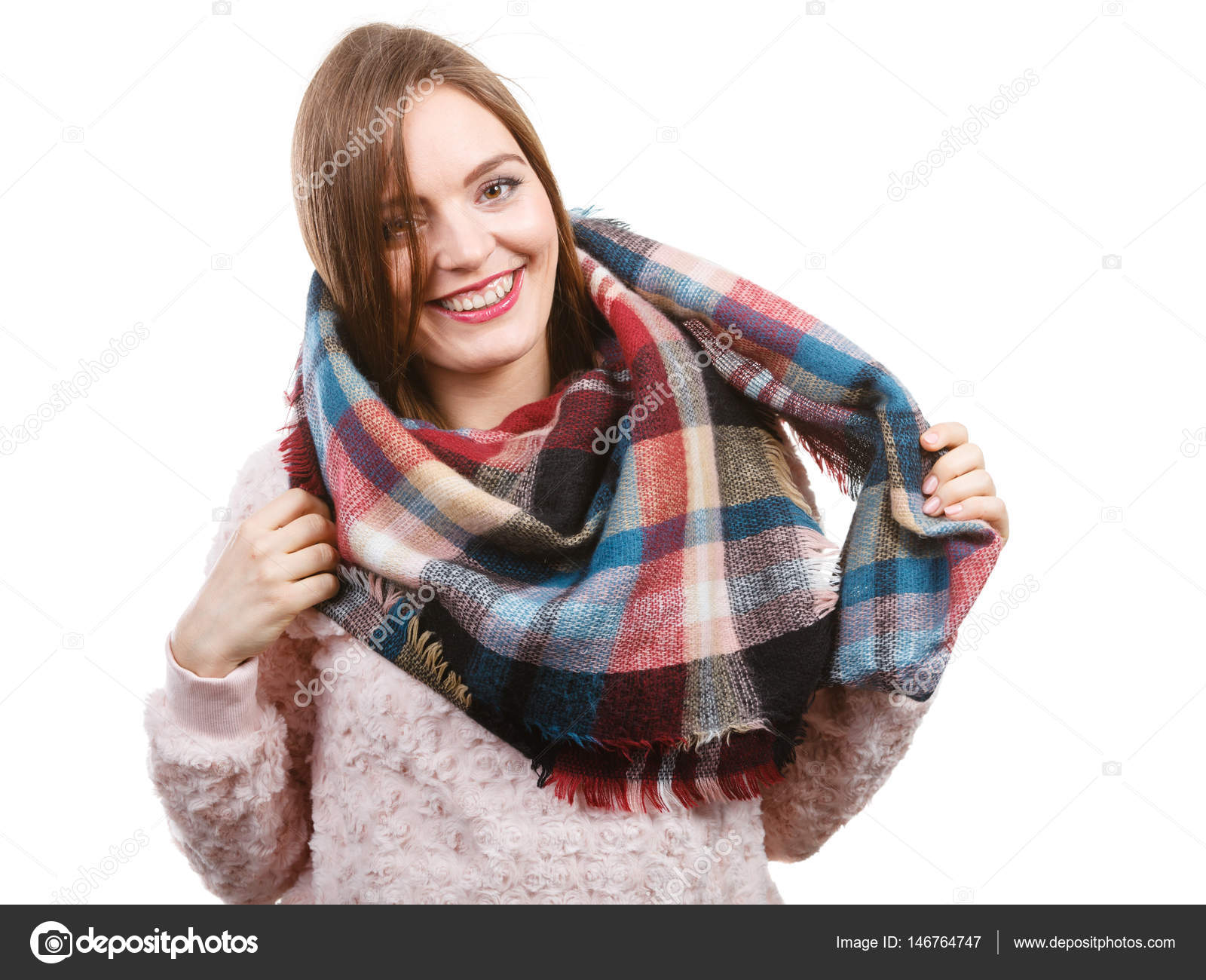 Woman wearing scarf isolated — Stock Photo © Voyagerix #146764747