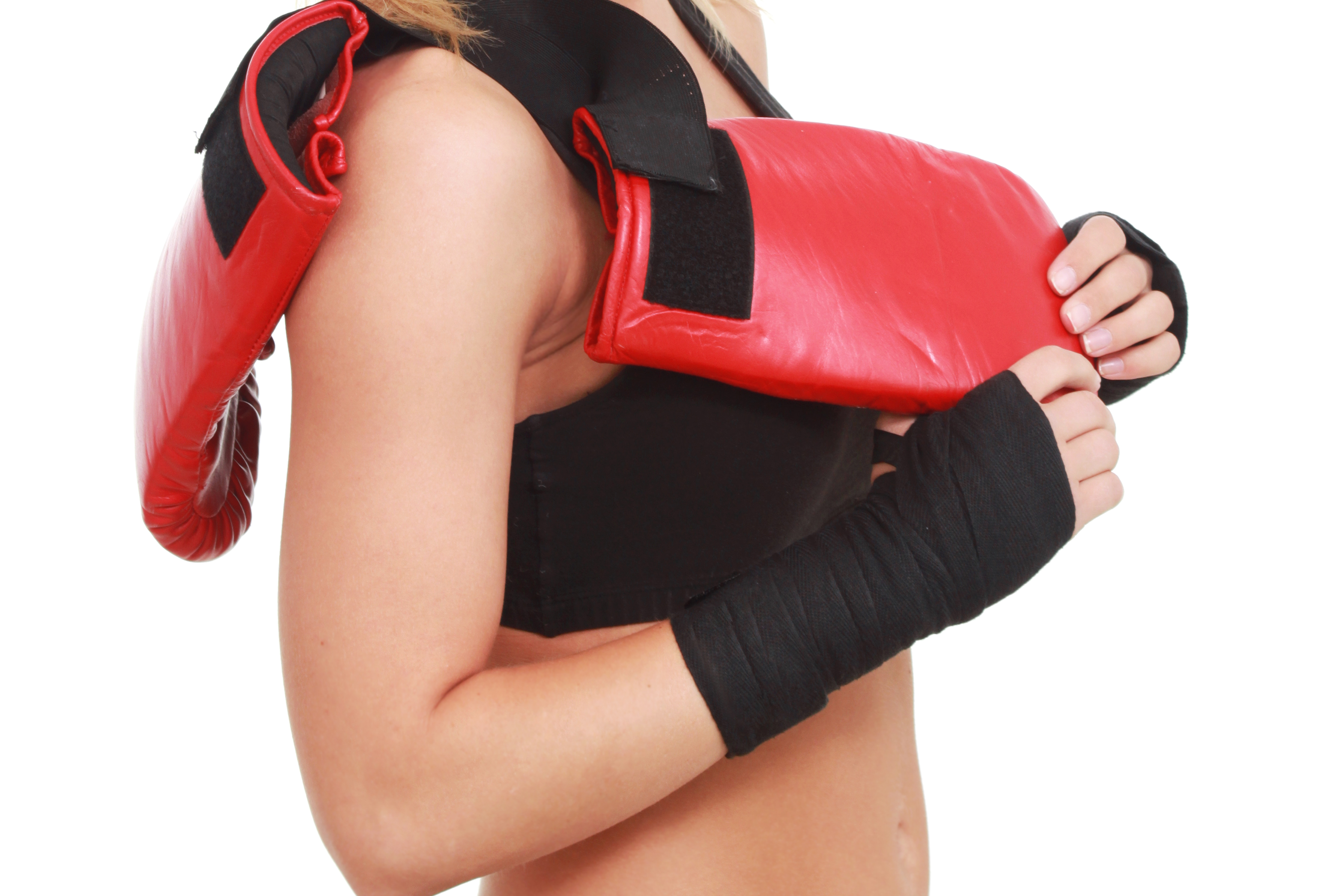 Woman with boxing gloves photo
