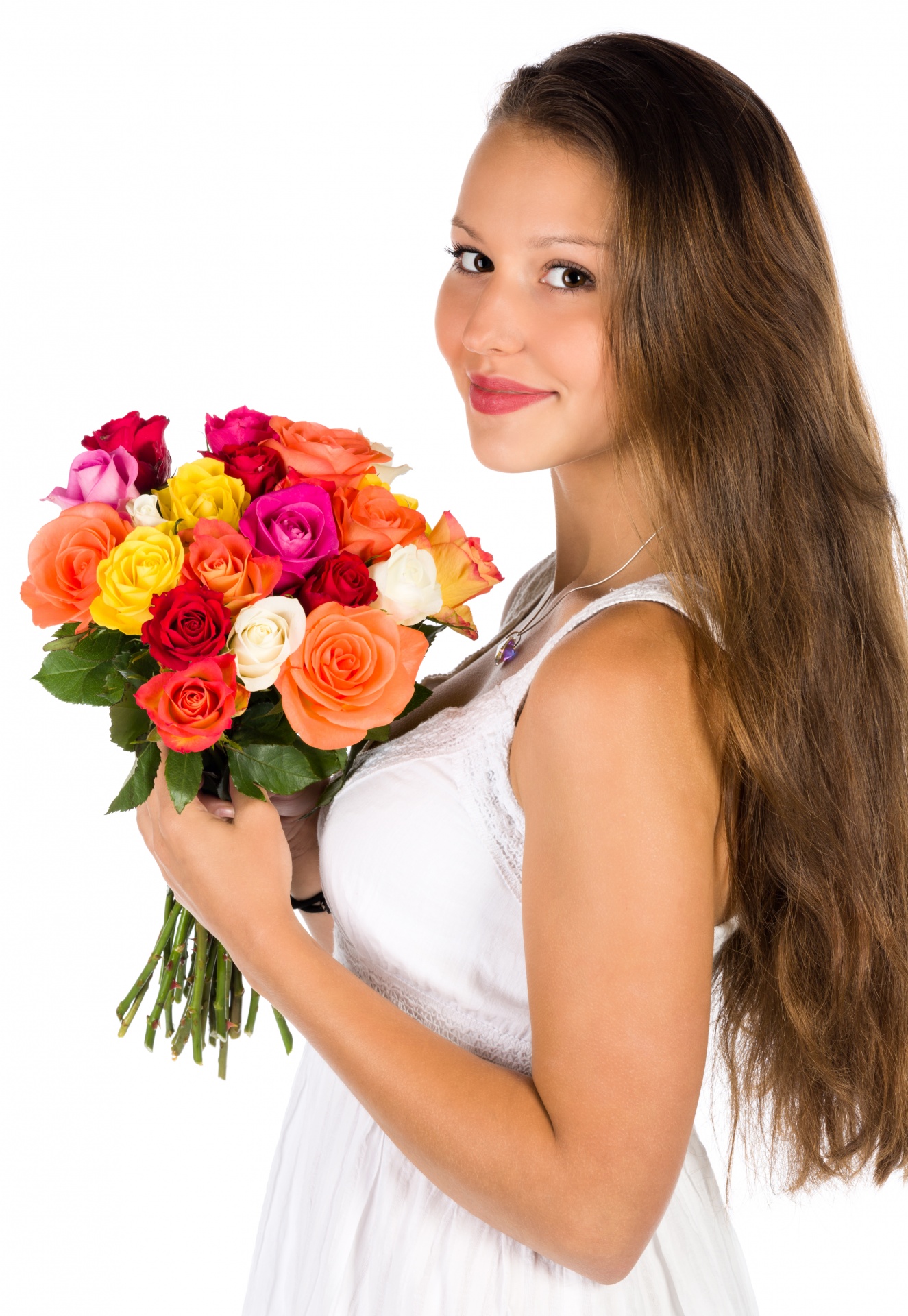Woman With Flowers Bouquet Free Stock Photo - Public Domain Pictures