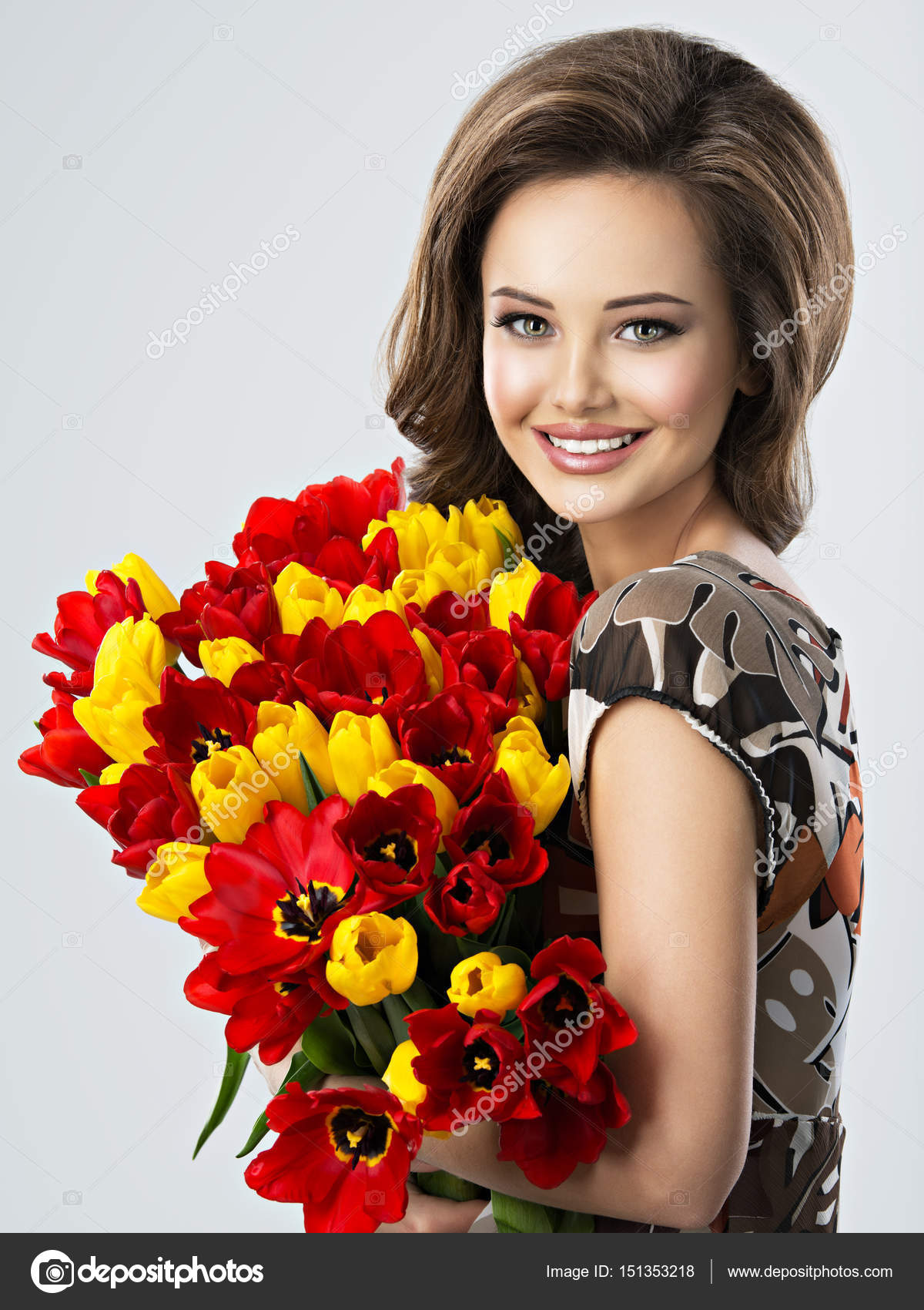 woman with flowers in hands — Stock Photo © valuavitaly #151353218