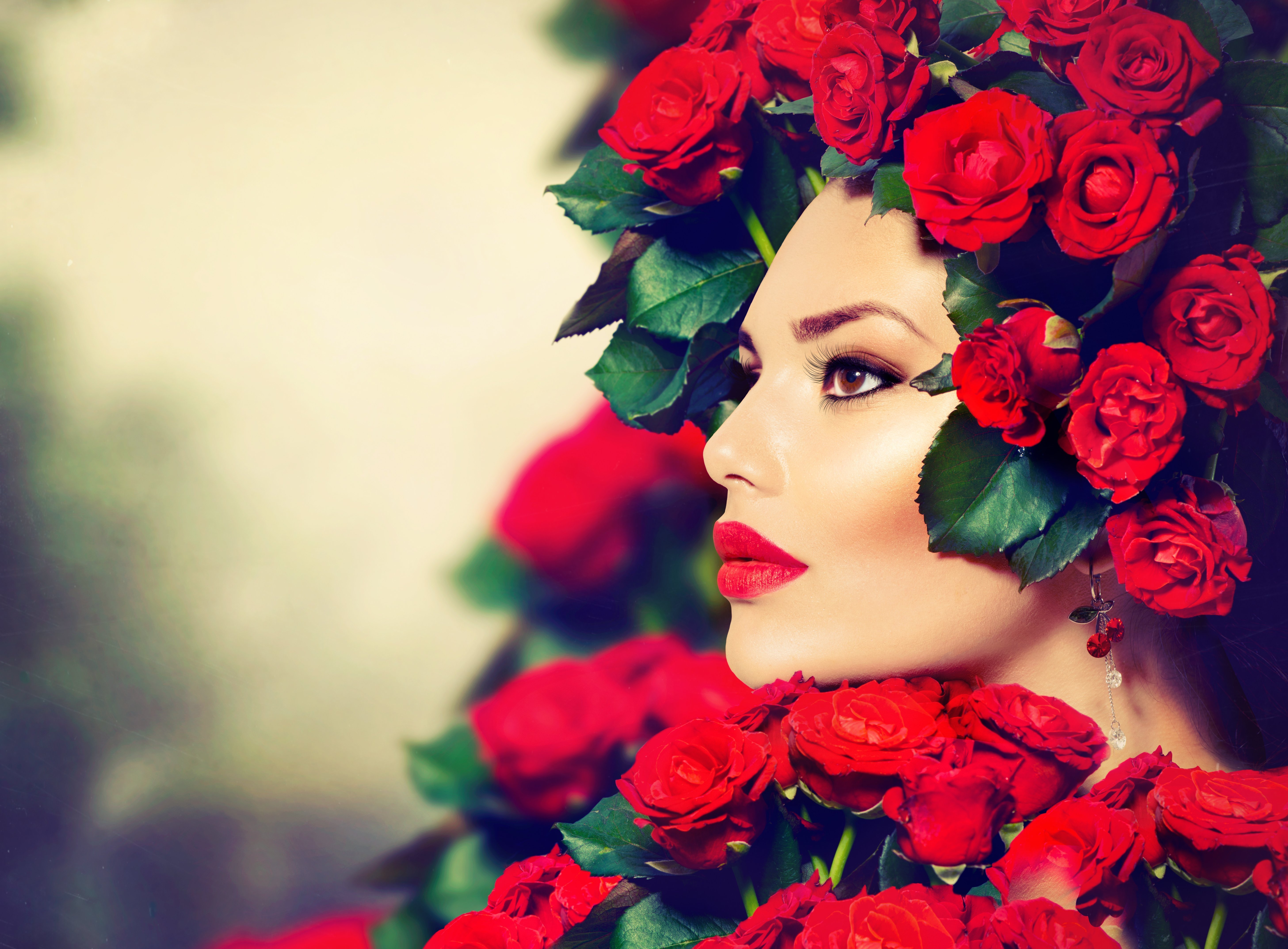 Woman with roses photo